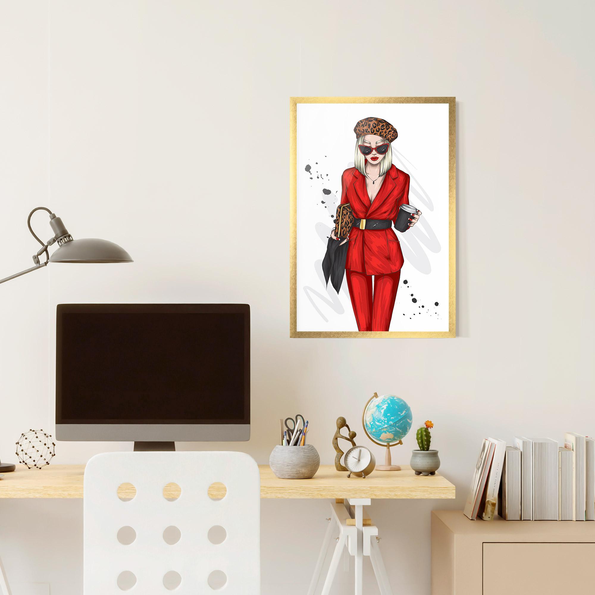 Plakat w Ramie Red Suit Woman mockup 6