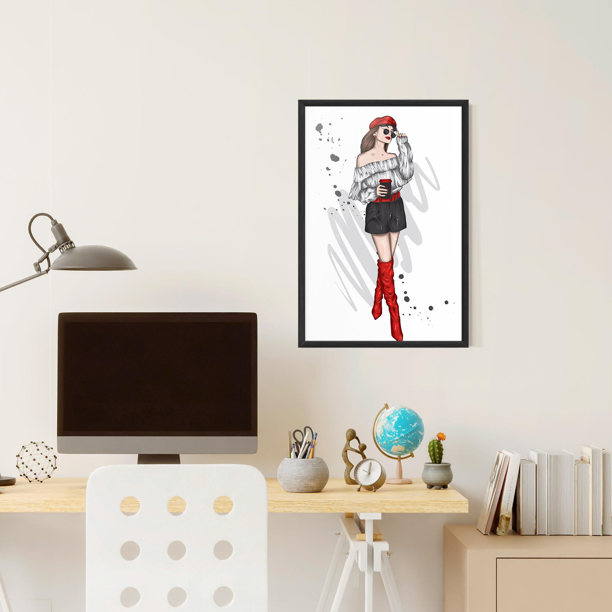 Plakat w Ramie Red Tall Boots Woman mockup 6