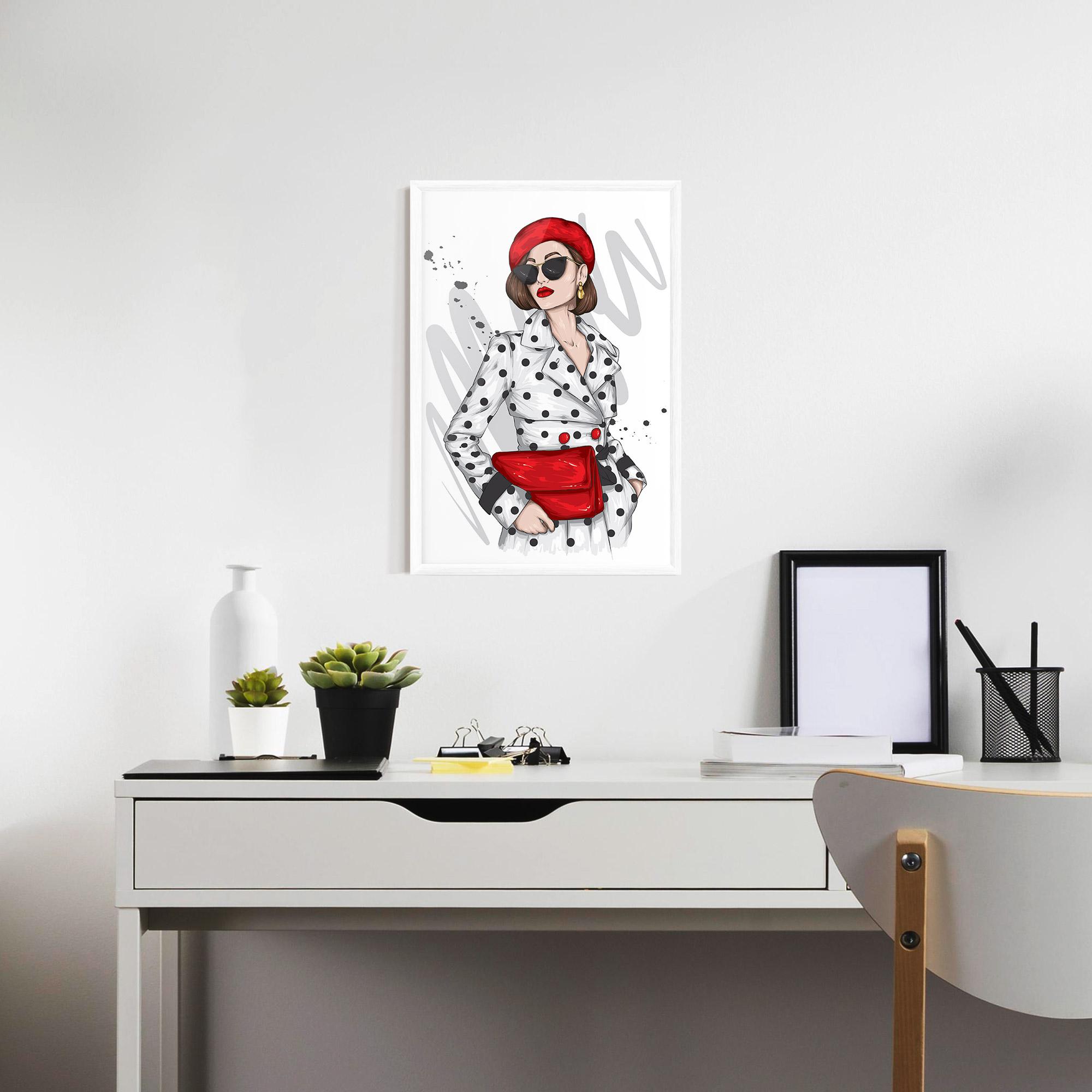 Plakat w Ramie White Red Outfit mockup 7
