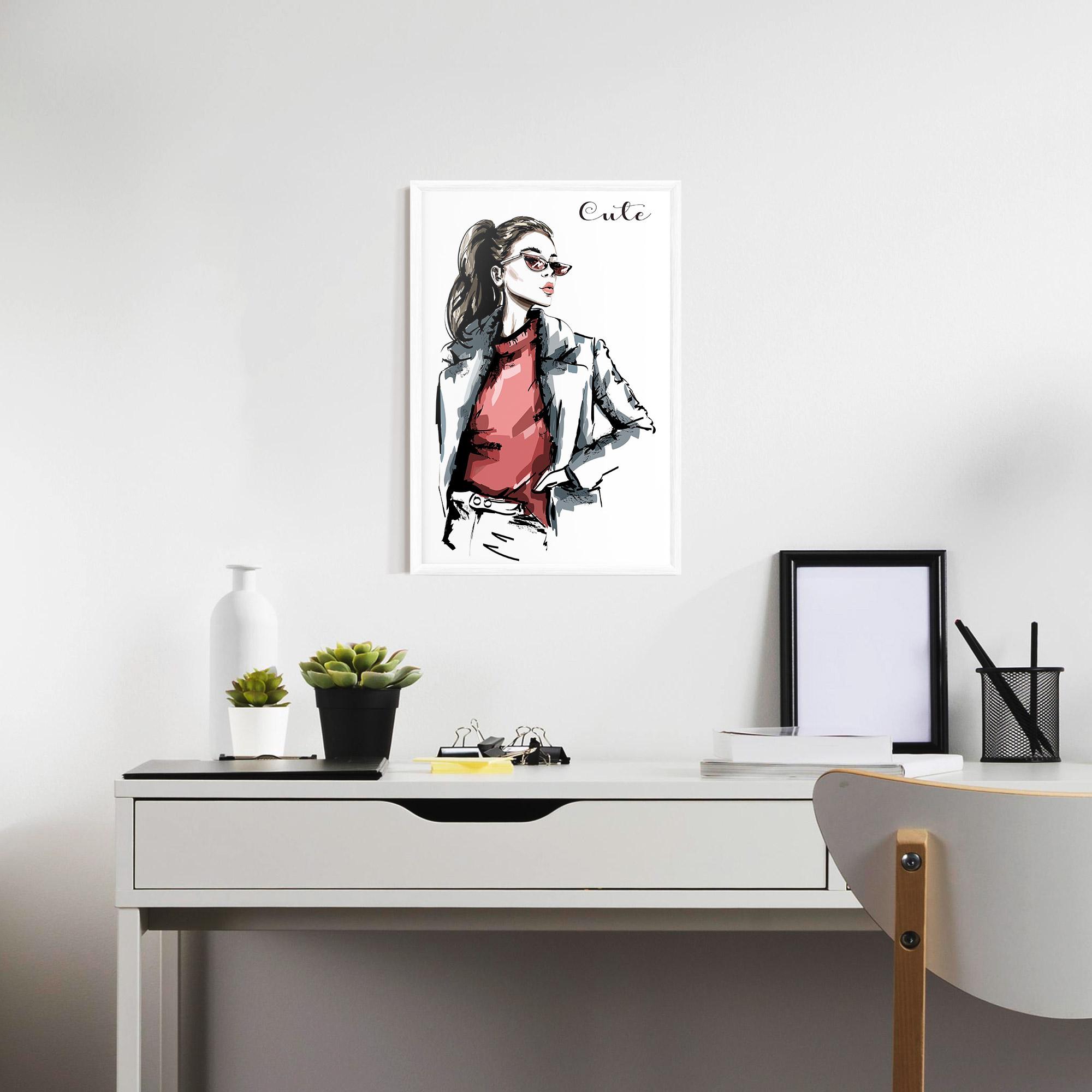 Plakat w Ramie Woman Feeling Cute mockup 7