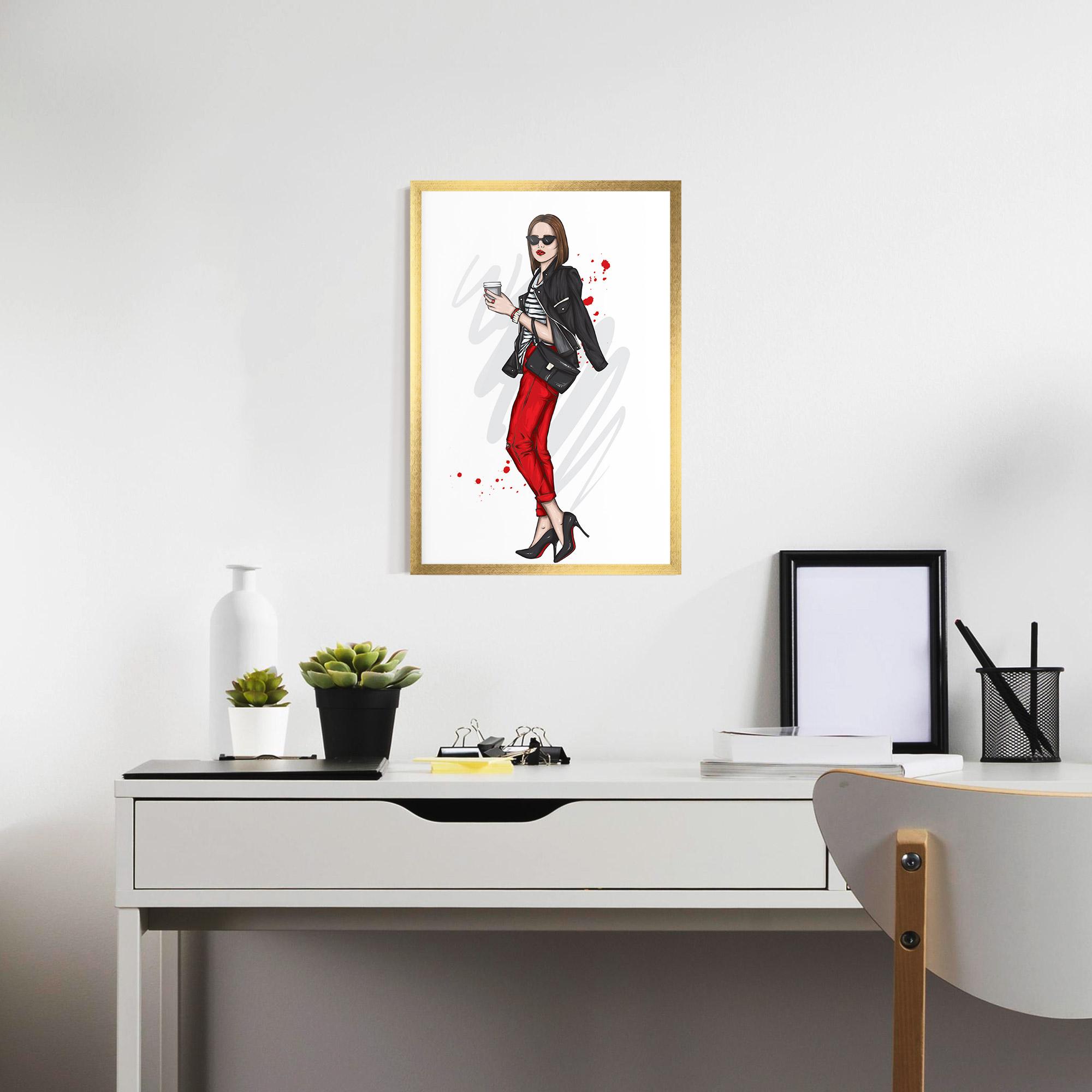 Plakat w Ramie Red Pants Woman mockup 7