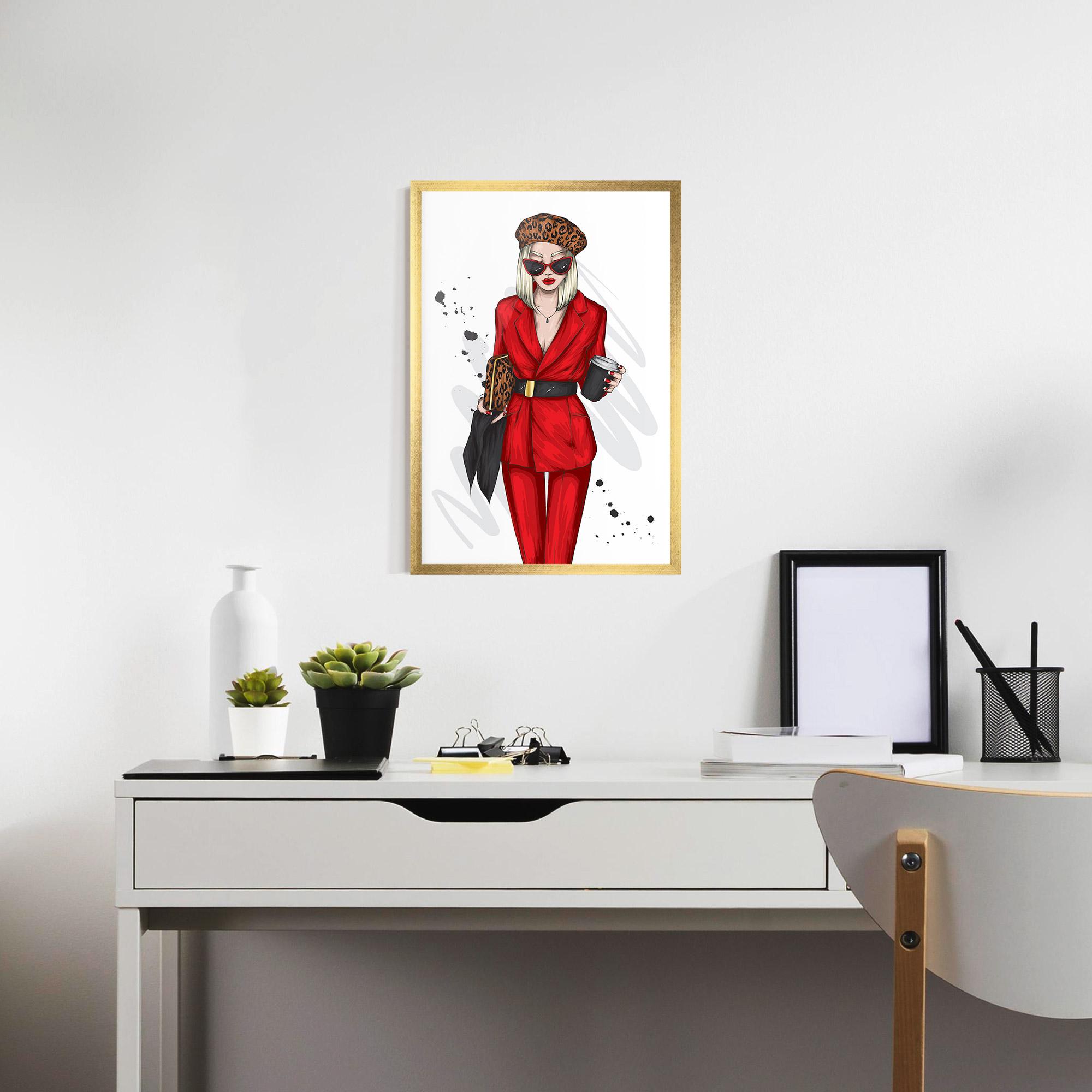 Plakat w Ramie Red Suit Woman mockup 7