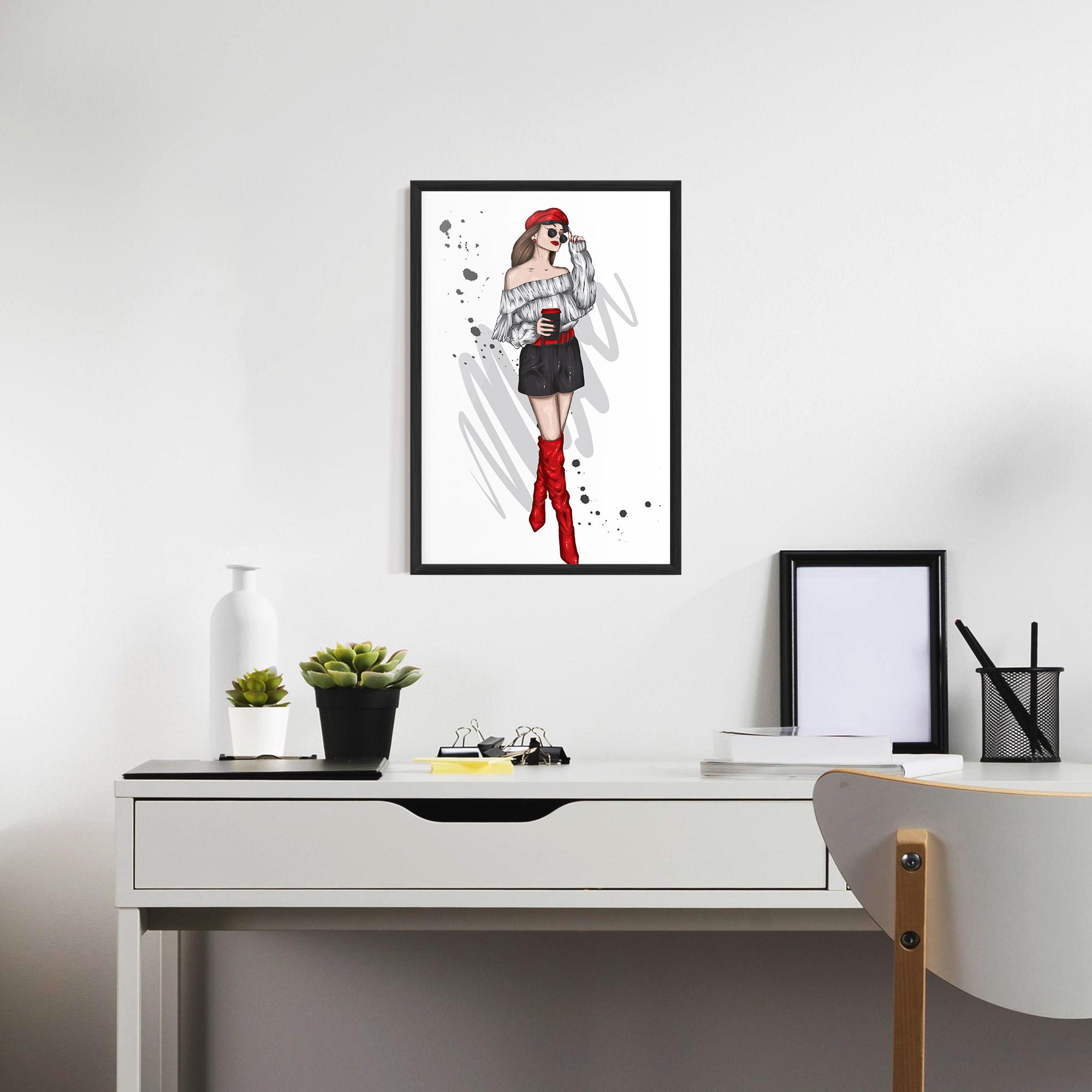 Plakat w Ramie Red Tall Boots Woman mockup 7