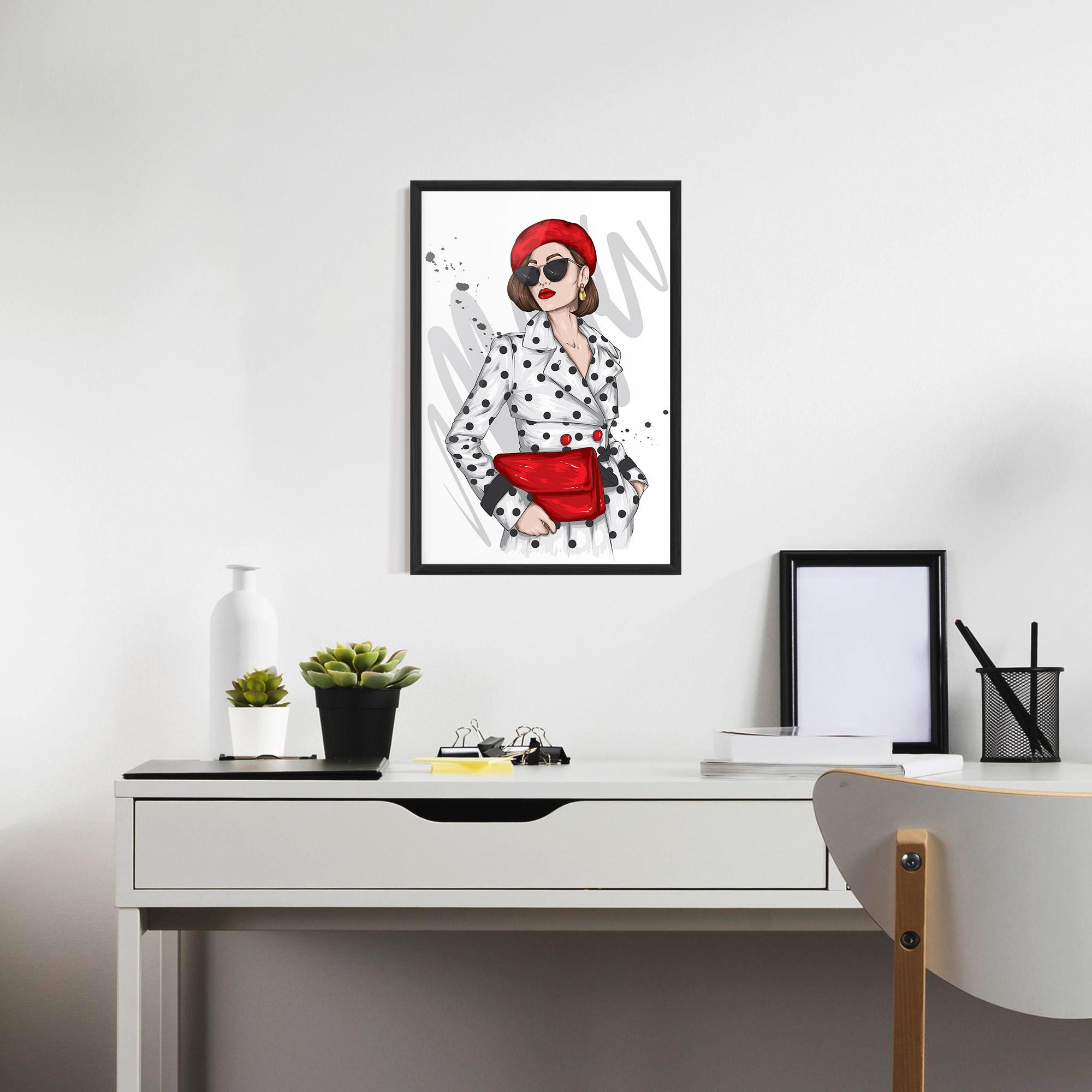 Plakat w Ramie White Red Outfit mockup 7