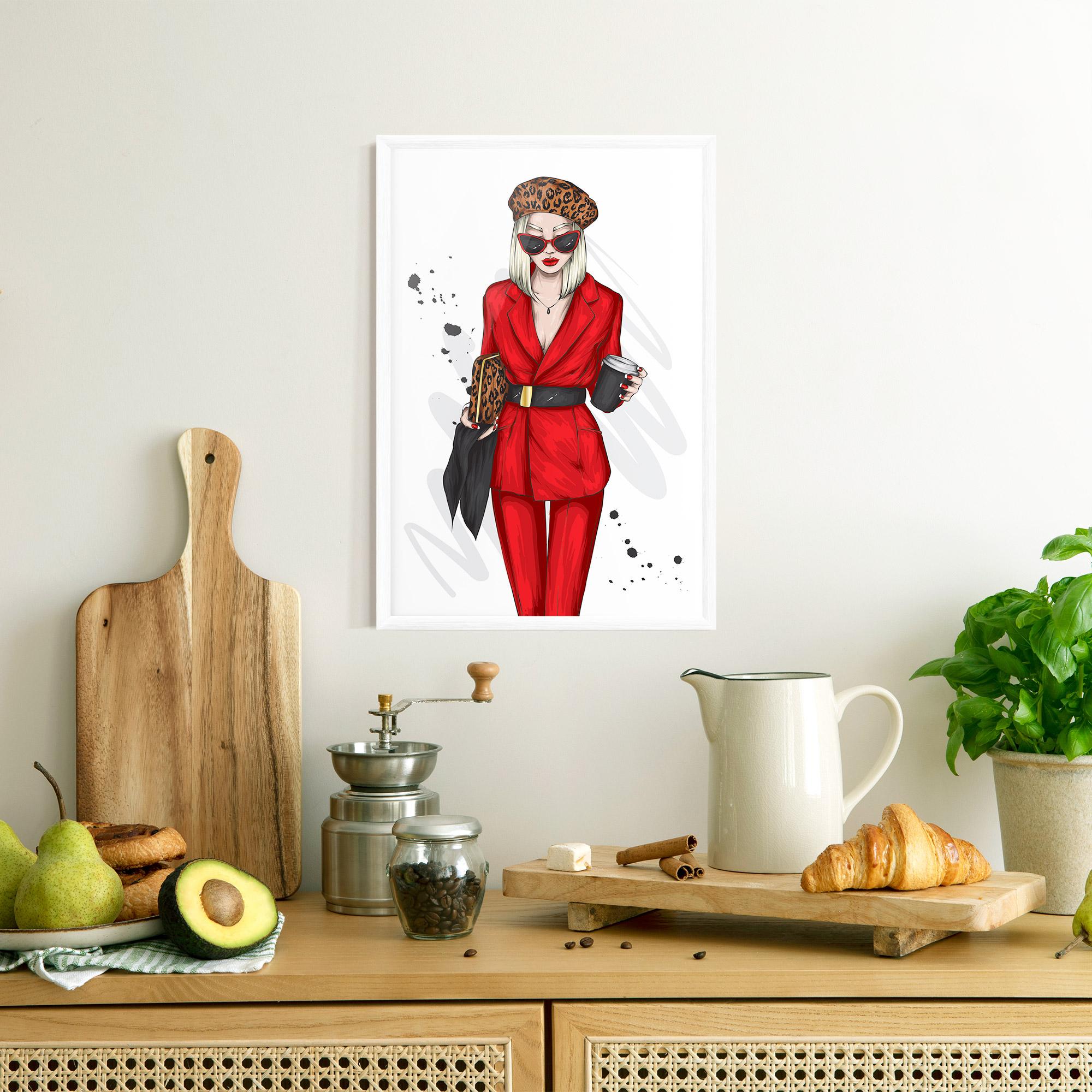Plakat w Ramie Red Suit Woman mockup 8