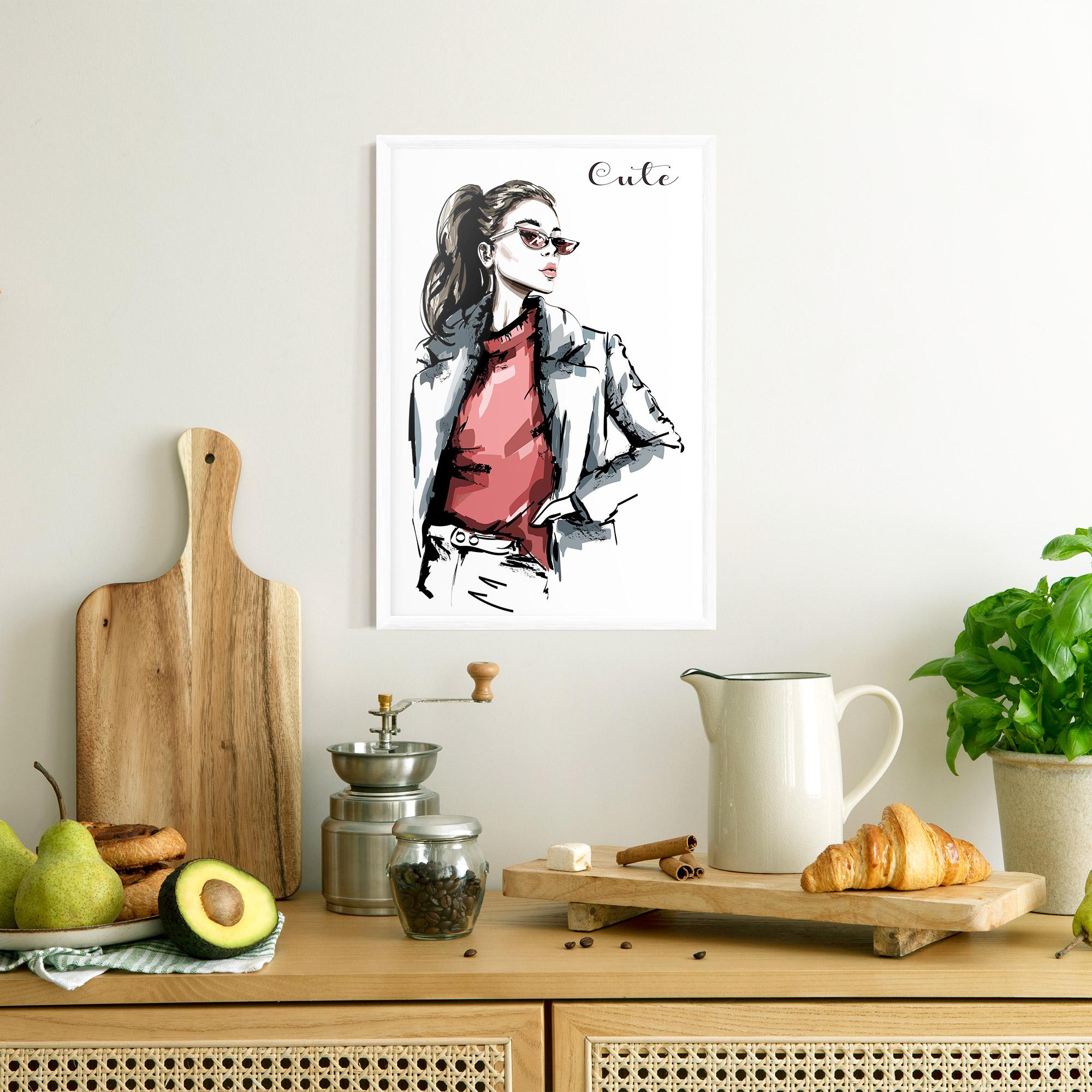 Plakat w Ramie Woman Feeling Cute mockup 8