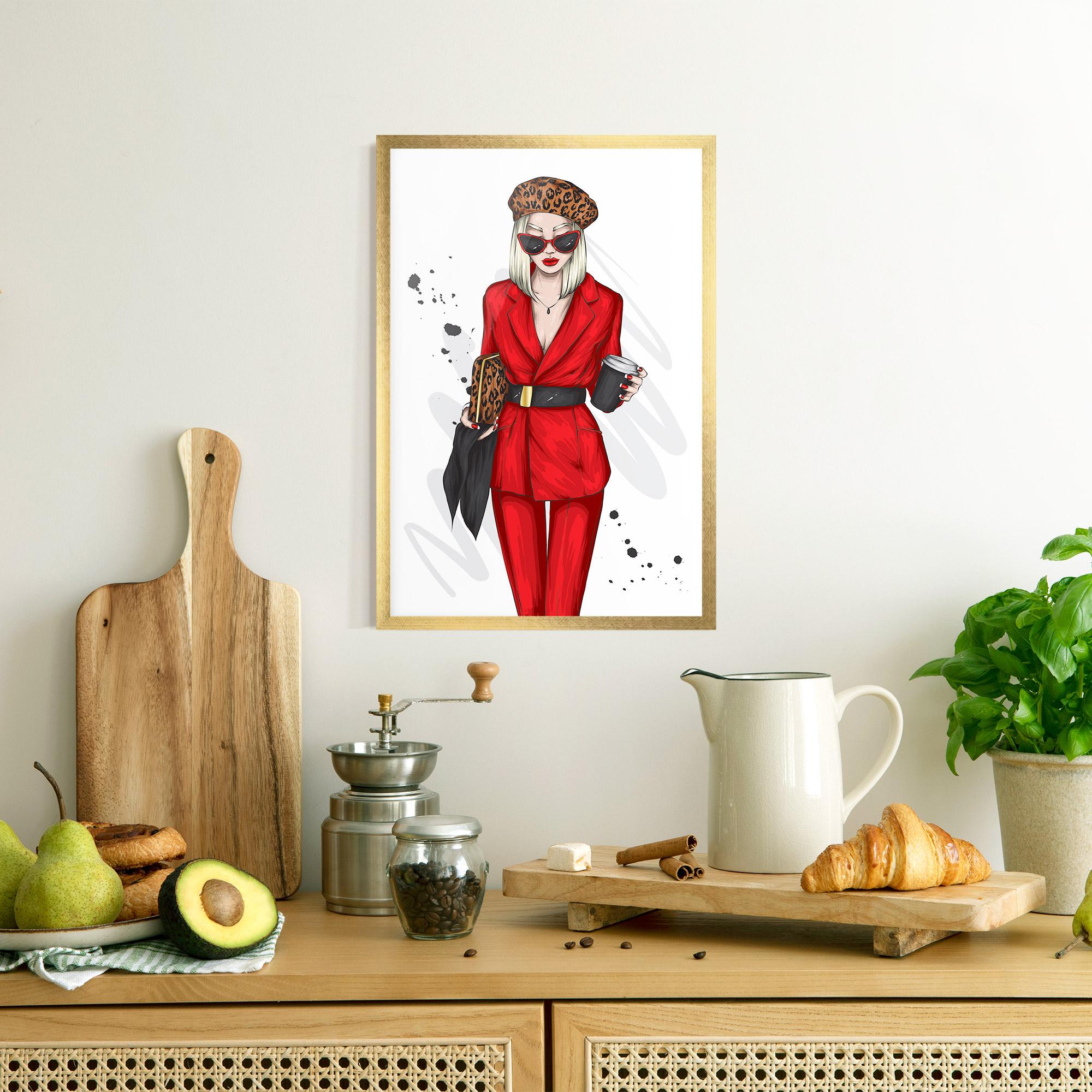Plakat w Ramie Red Suit Woman mockup 8