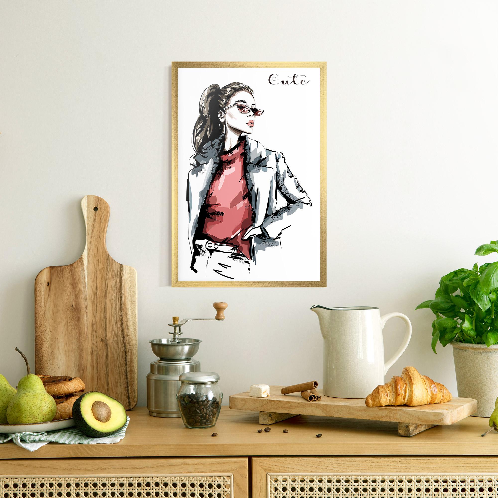 Plakat w Ramie Woman Feeling Cute mockup 8