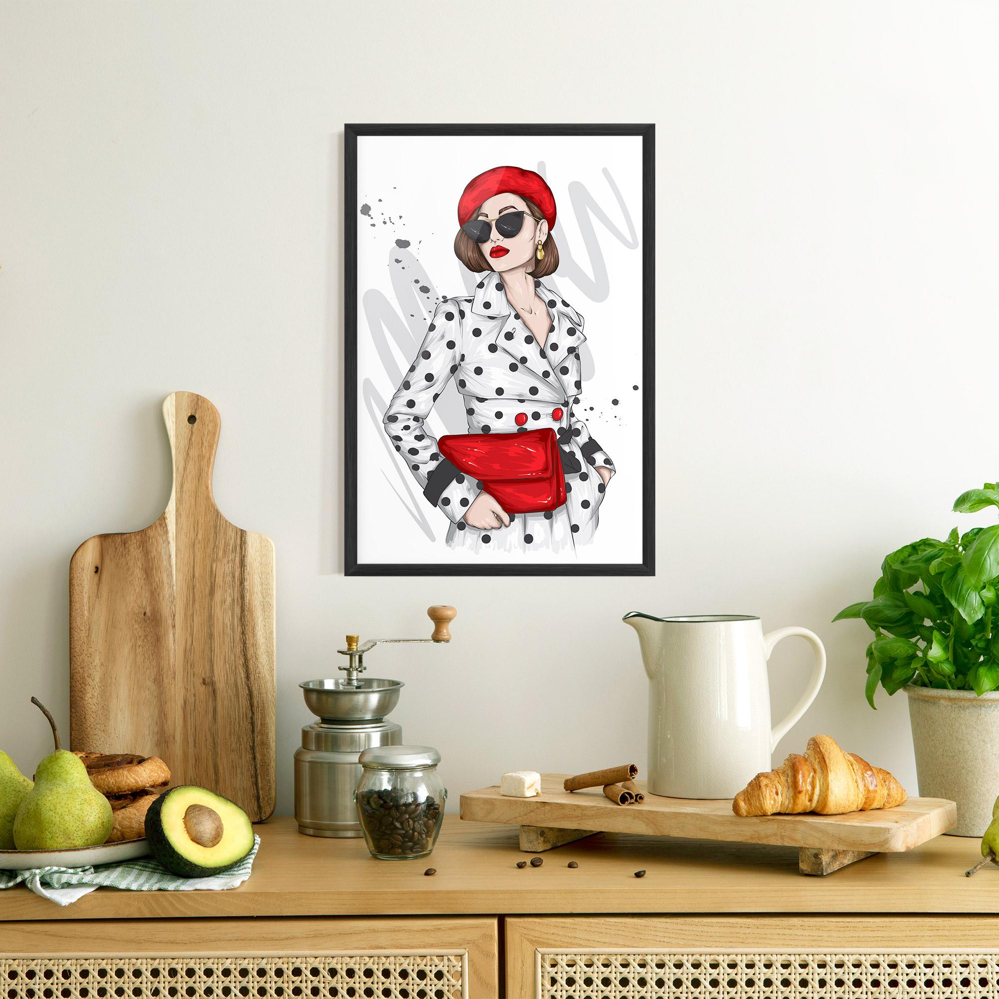 Plakat w Ramie White Red Outfit mockup 8