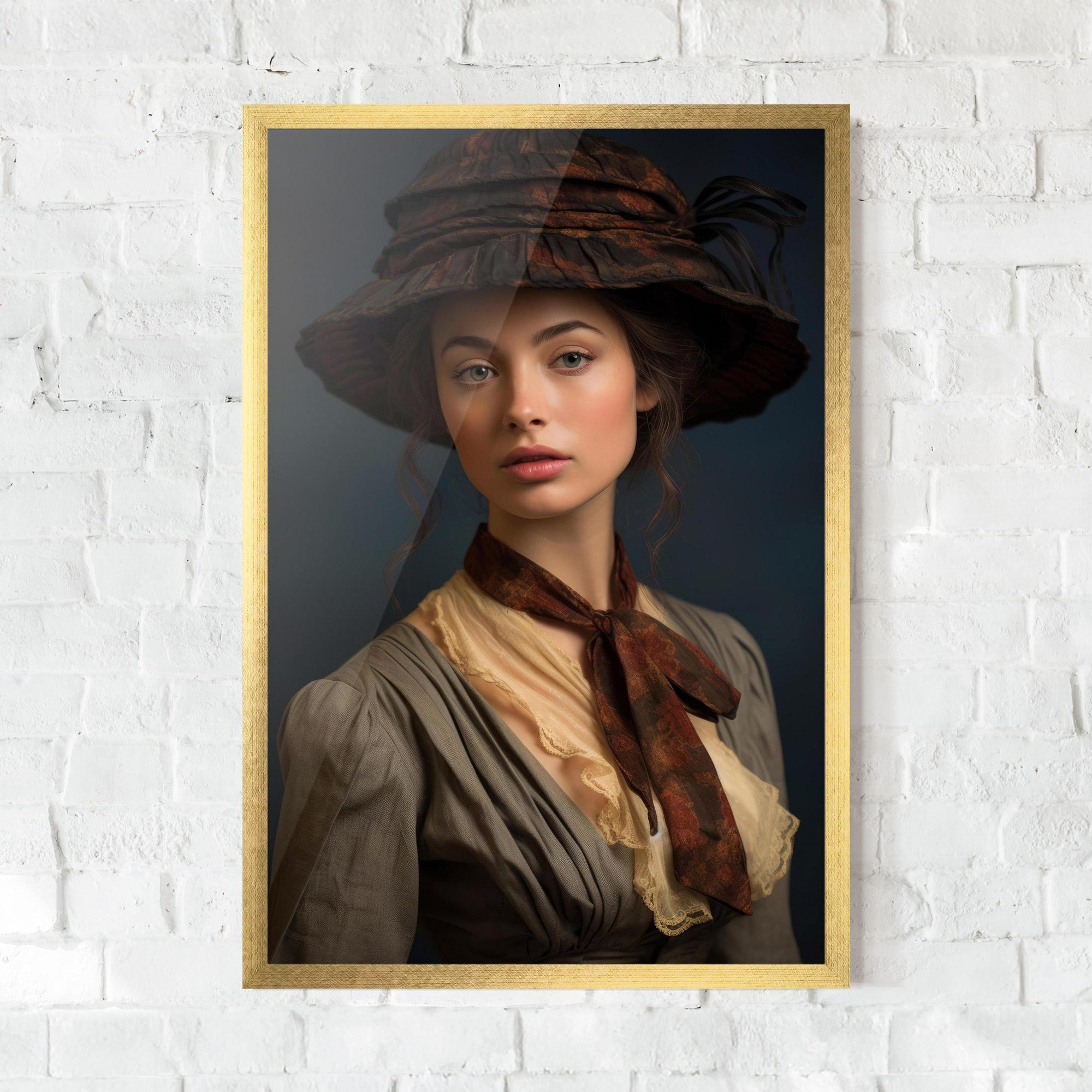 Plakat w Ramie Brown Vintage Hat mockup 0