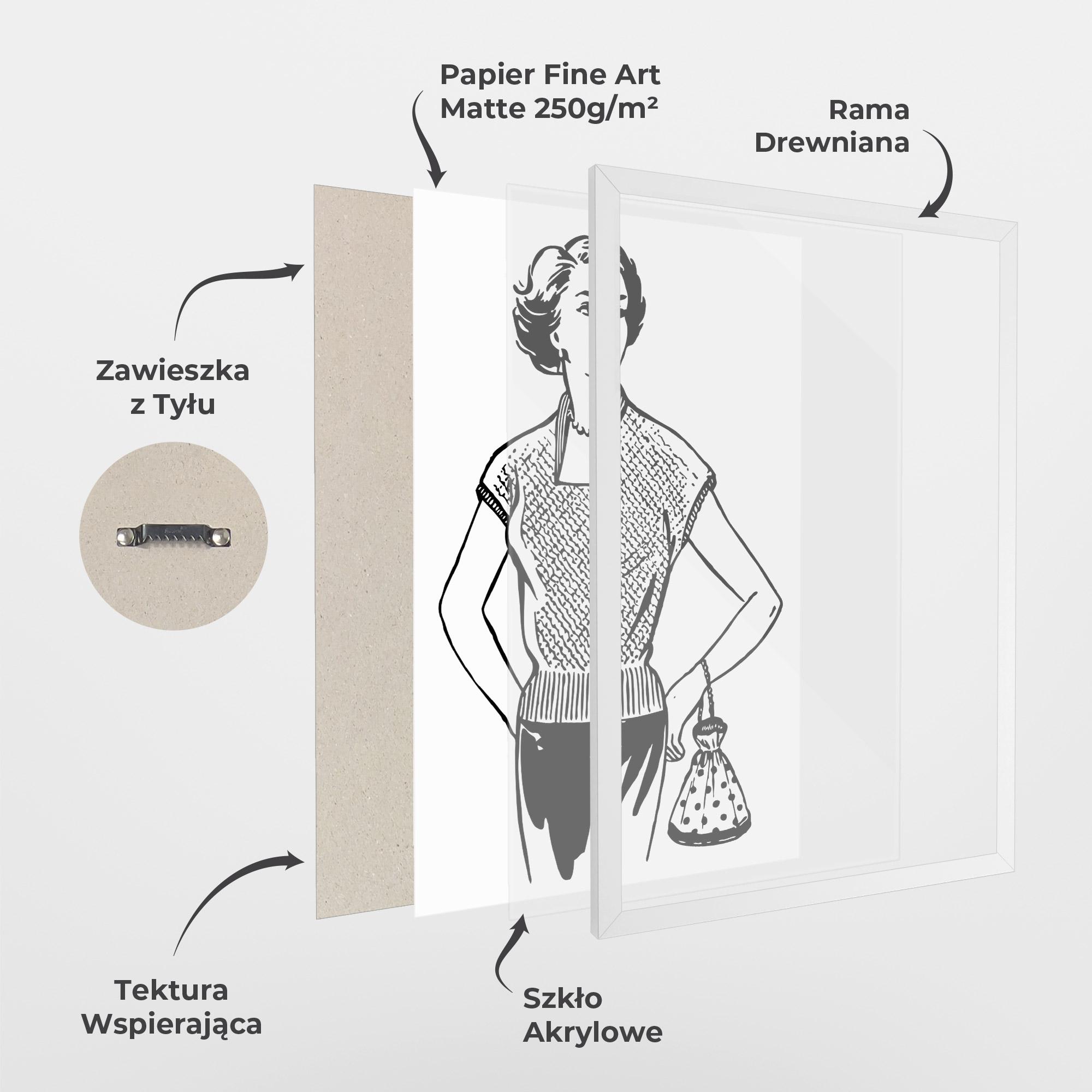 Plakat w Ramie Vintage Girl Line mockup 1