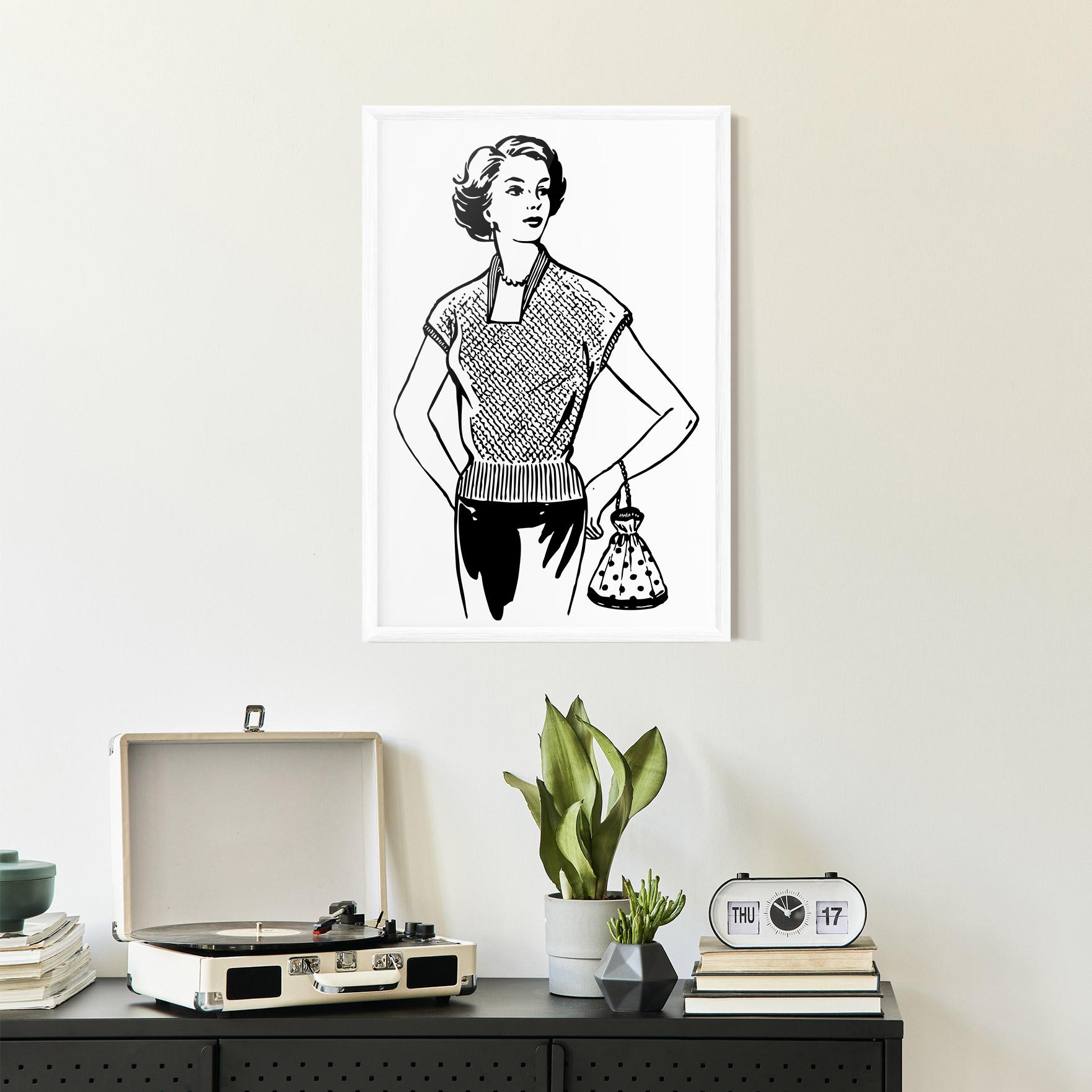 Plakat w Ramie Vintage Girl Line mockup 2