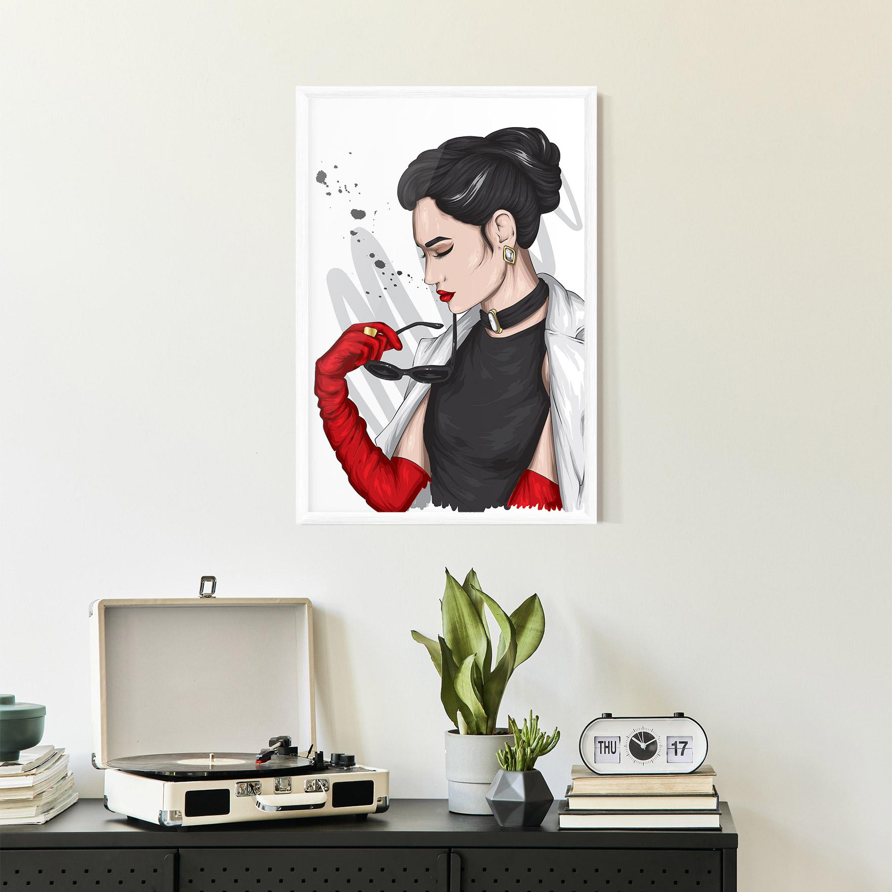 Plakat w Ramie Vintage Red Gloves mockup 2