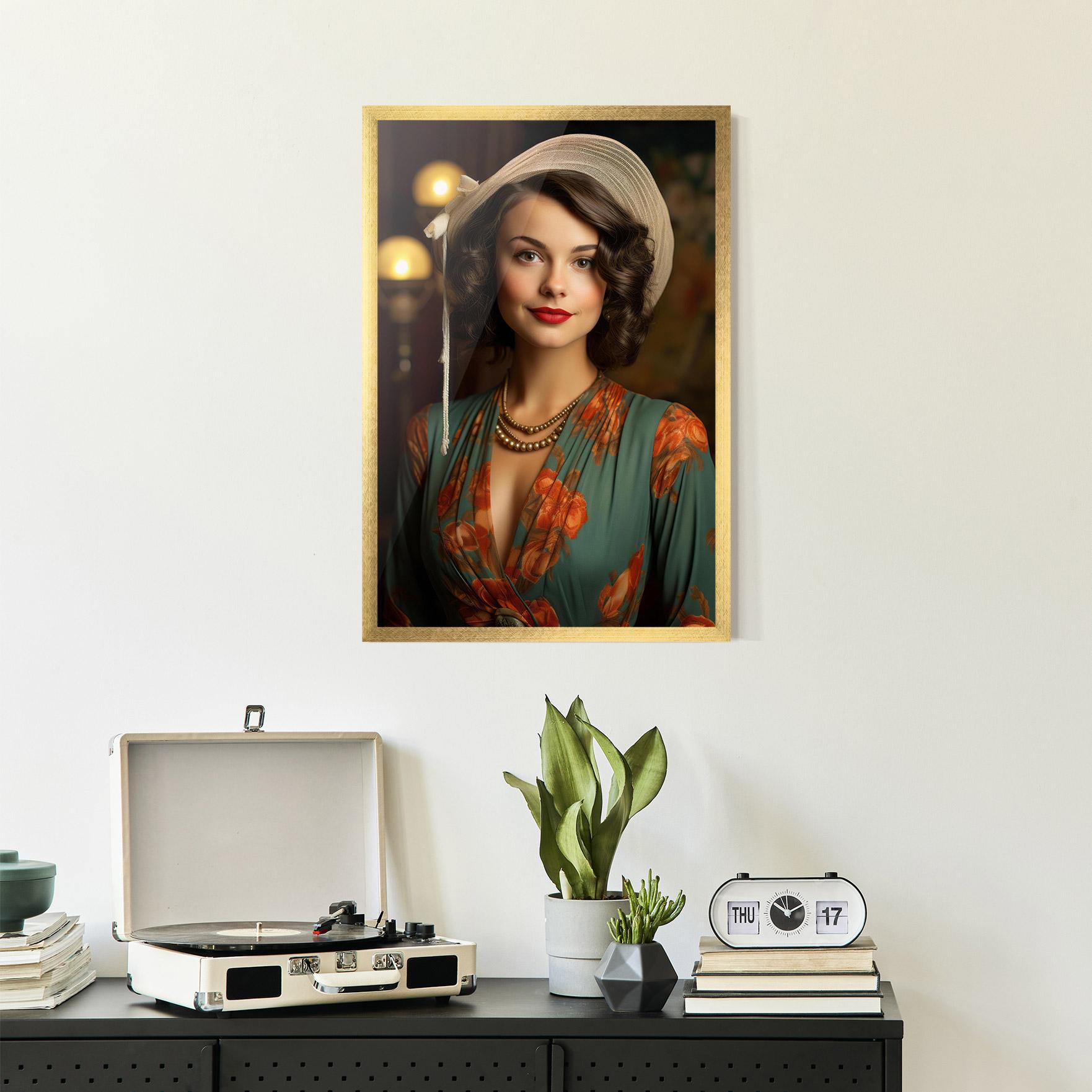 Plakat w Ramie Green Orange Blouse mockup 2