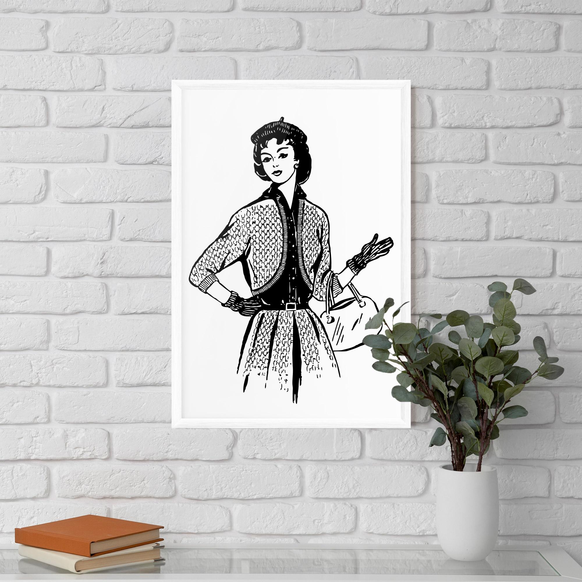 Plakat w Ramie Vintage Woman Line mockup 5