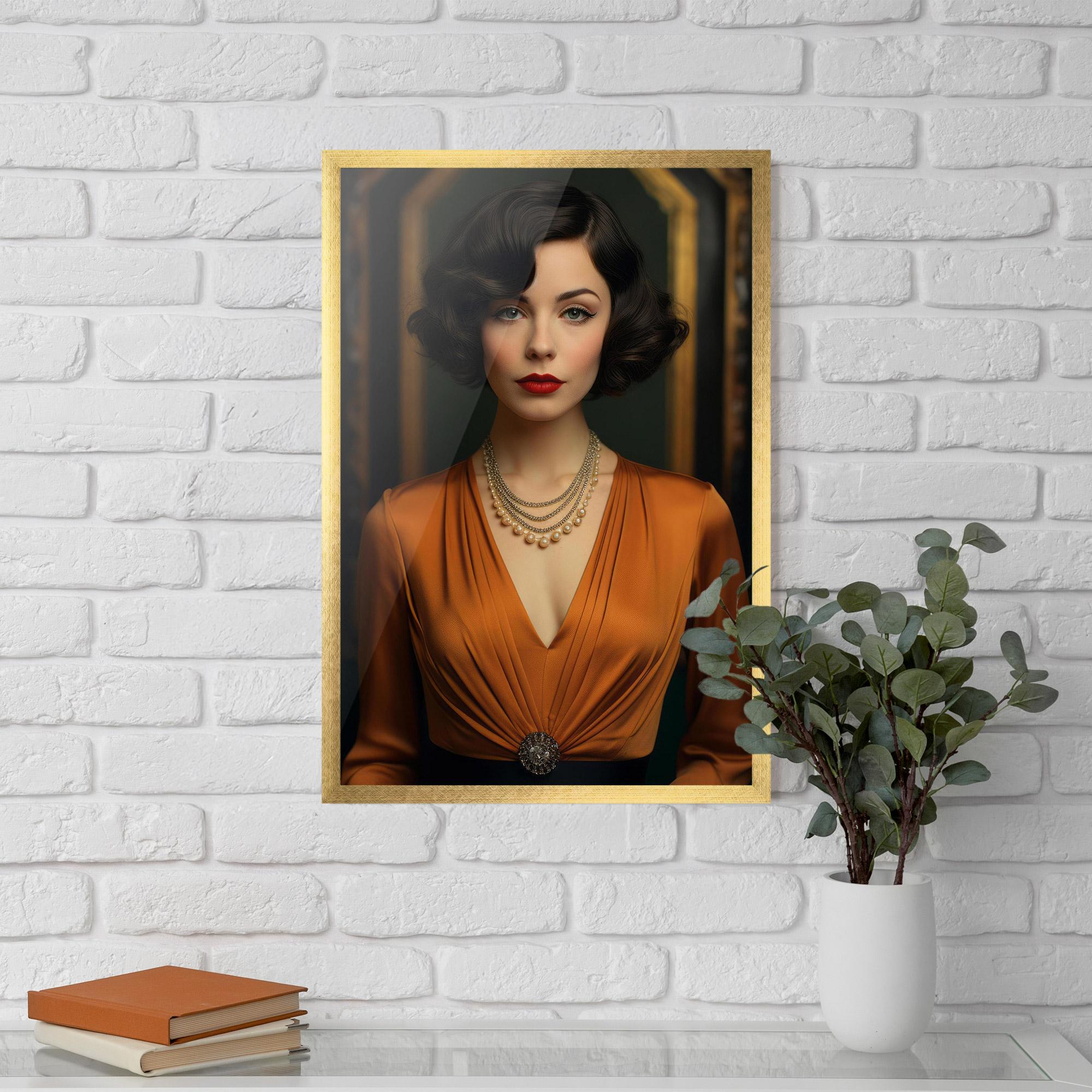 Plakat w Ramie Orange Blouse Pearls mockup 5