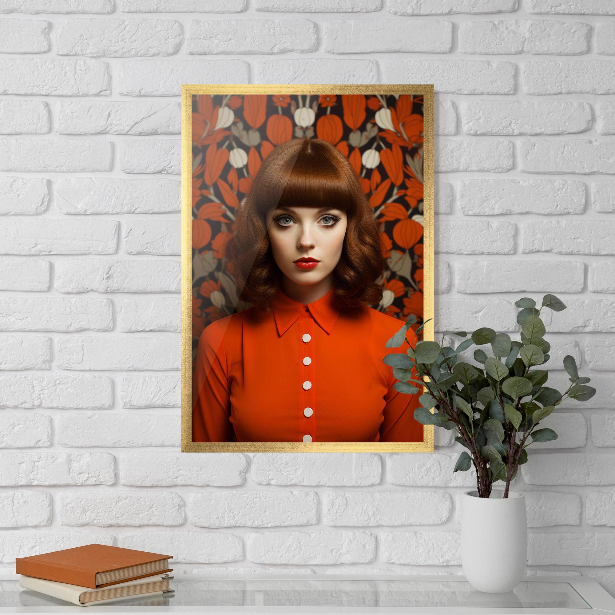 Plakat w Ramie Orange Blouse Woman mockup 5
