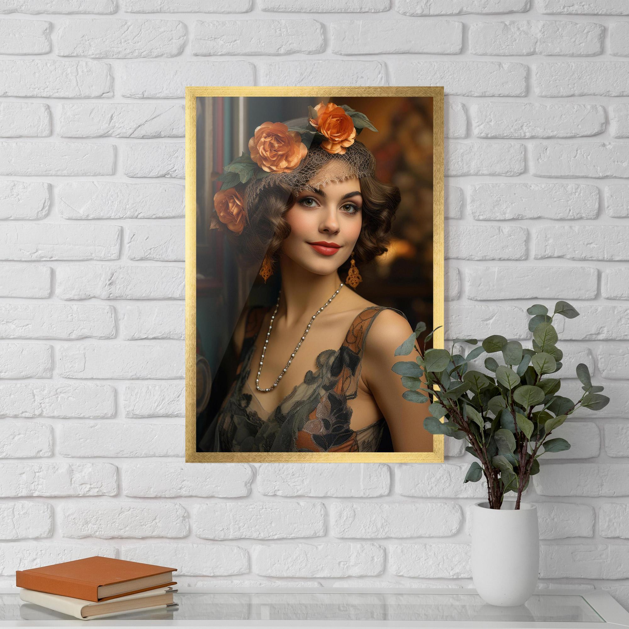 Plakat w Ramie Orange Vintage Roses mockup 5