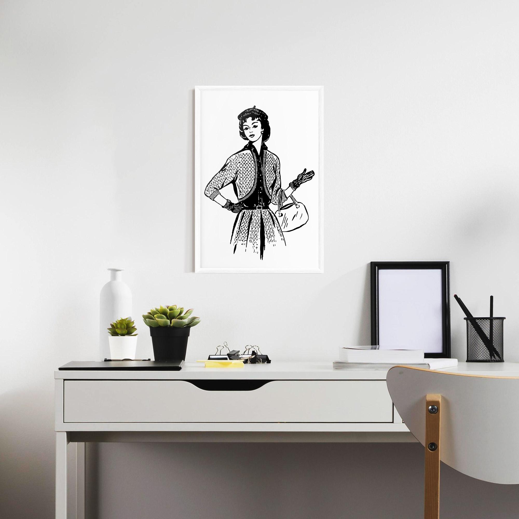 Plakat w Ramie Vintage Woman Line mockup 7