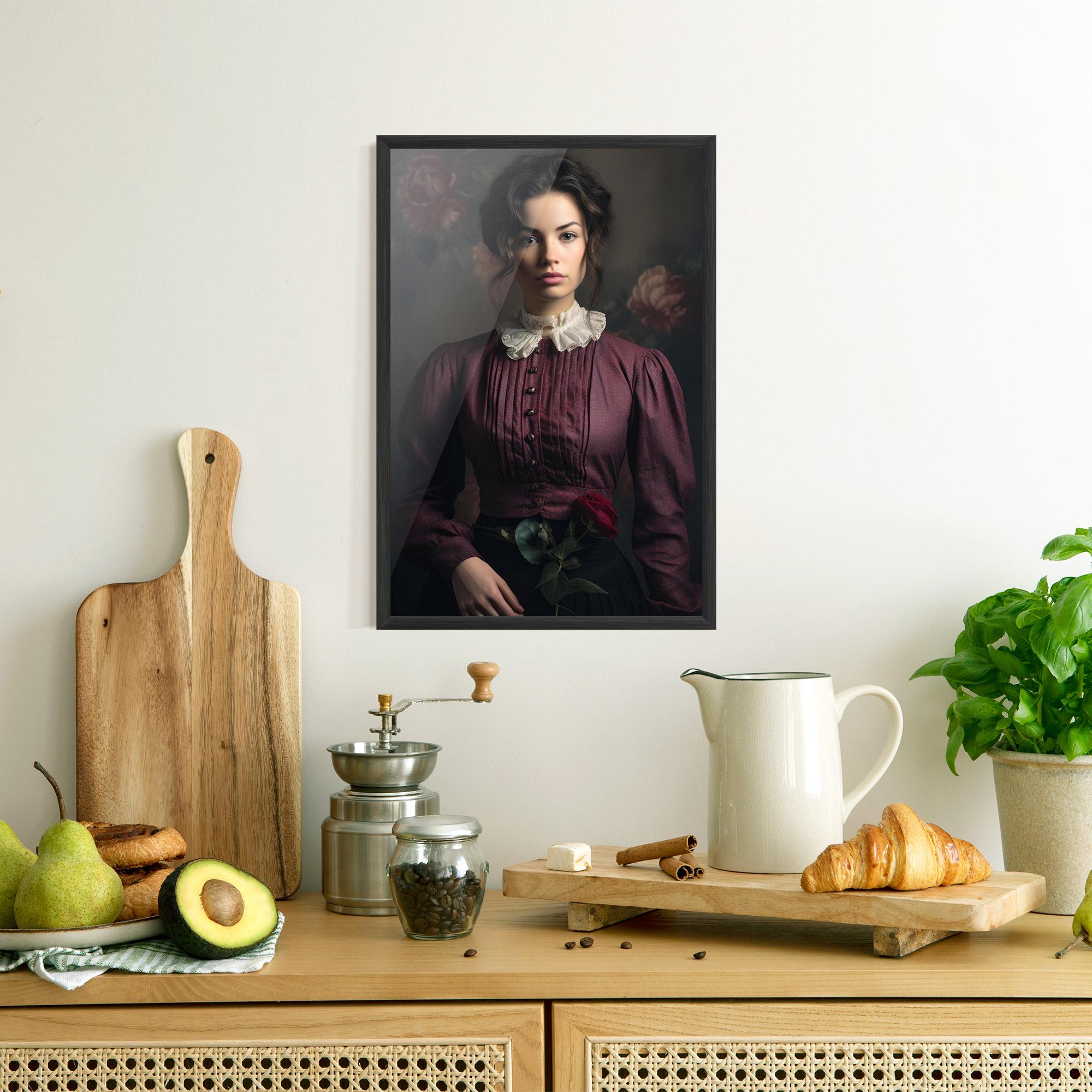 Plakat w Ramie Holding Vintage Rose mockup 8