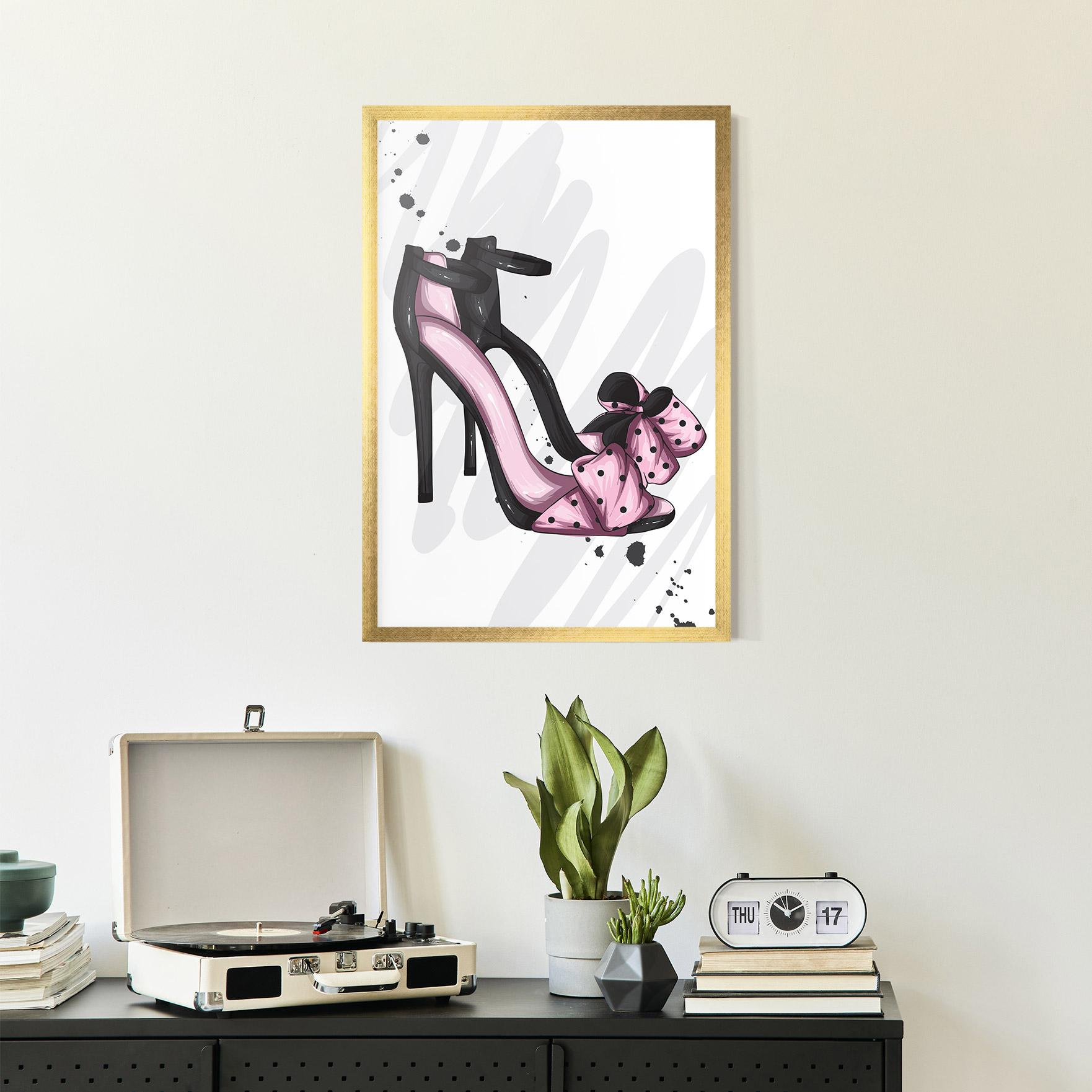 Plakat w Ramie Pink Black Heels mockup 2