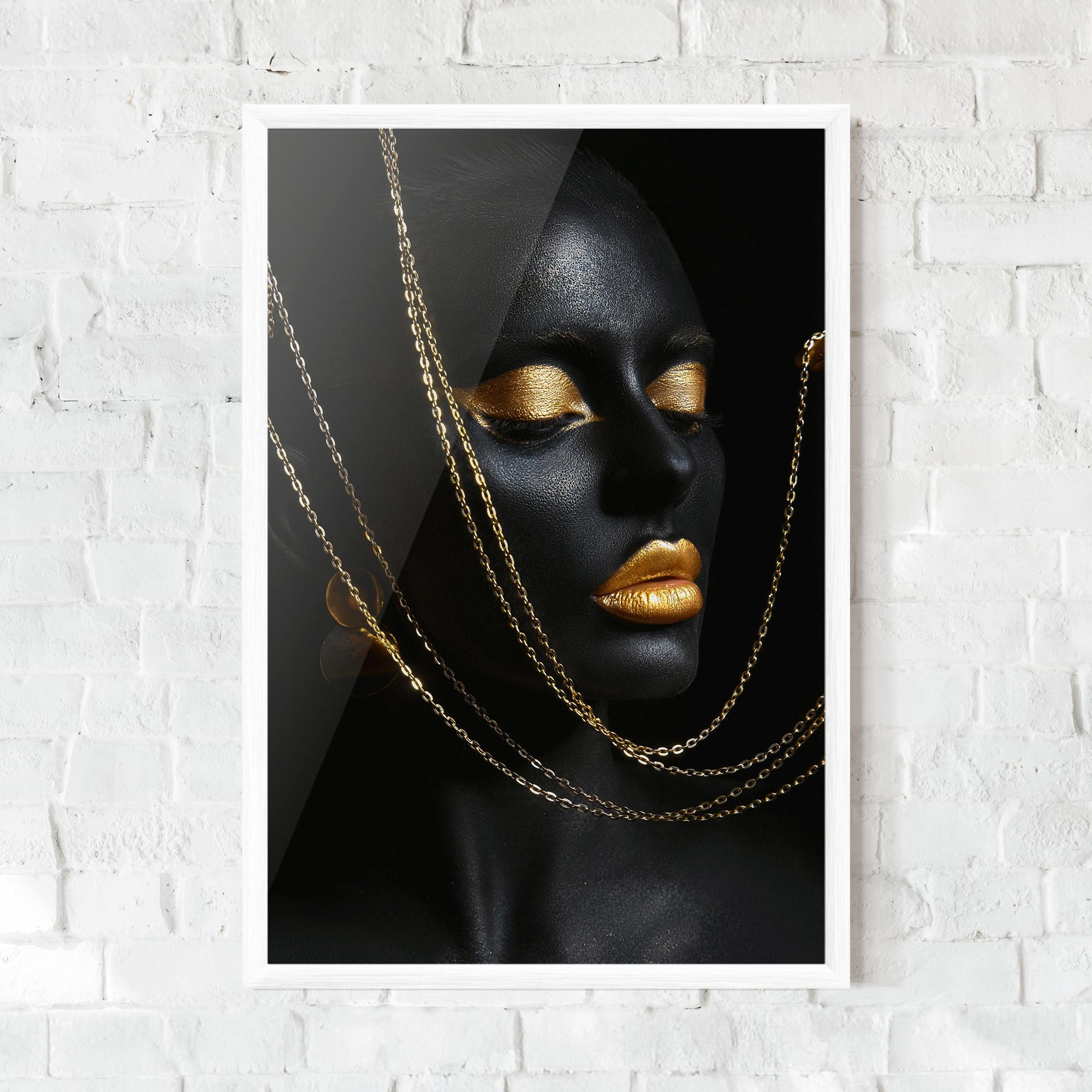 Plakat w Ramie Chain Gold Lips mockup 0