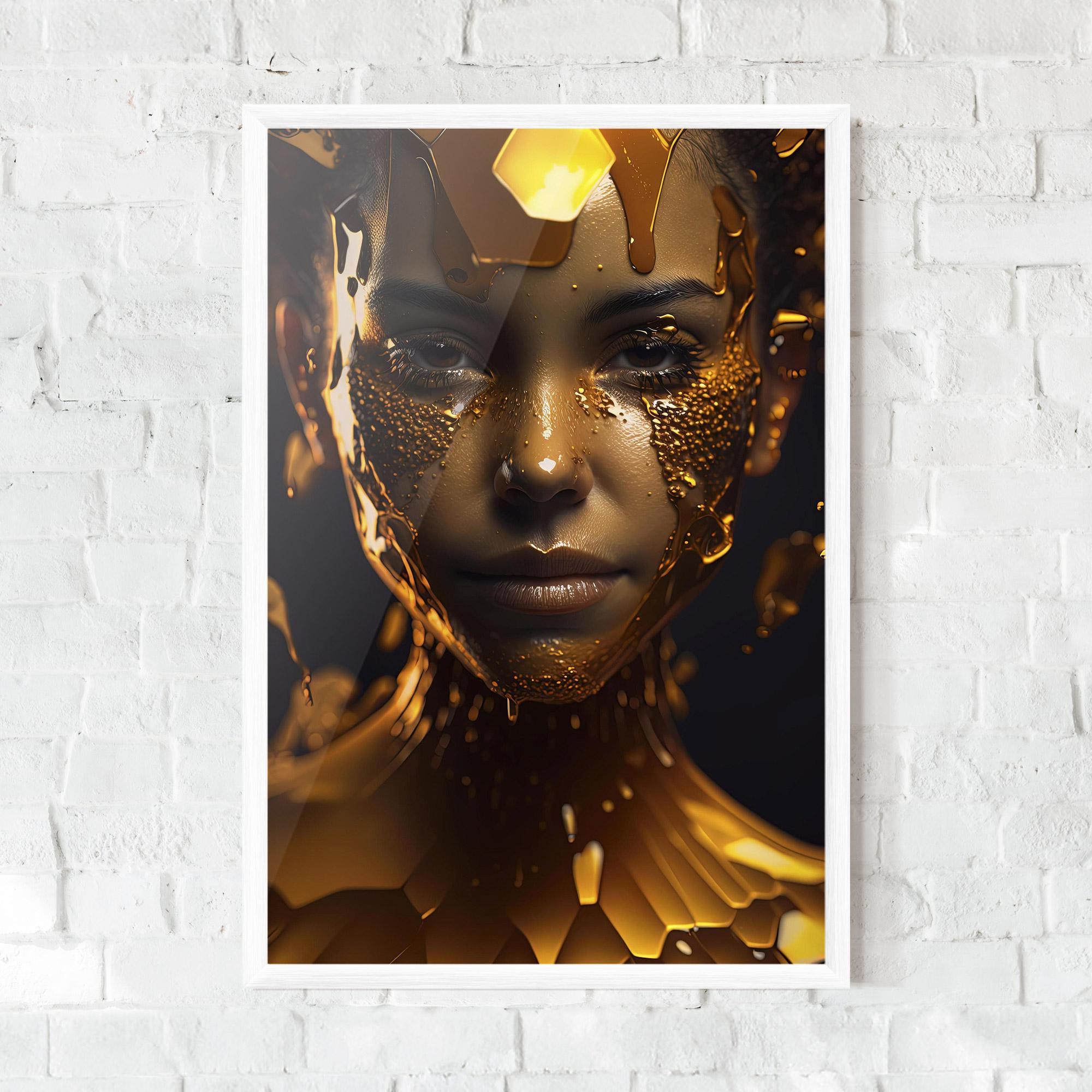 Plakat w Ramie Gold Honeycomb Girl mockup 0