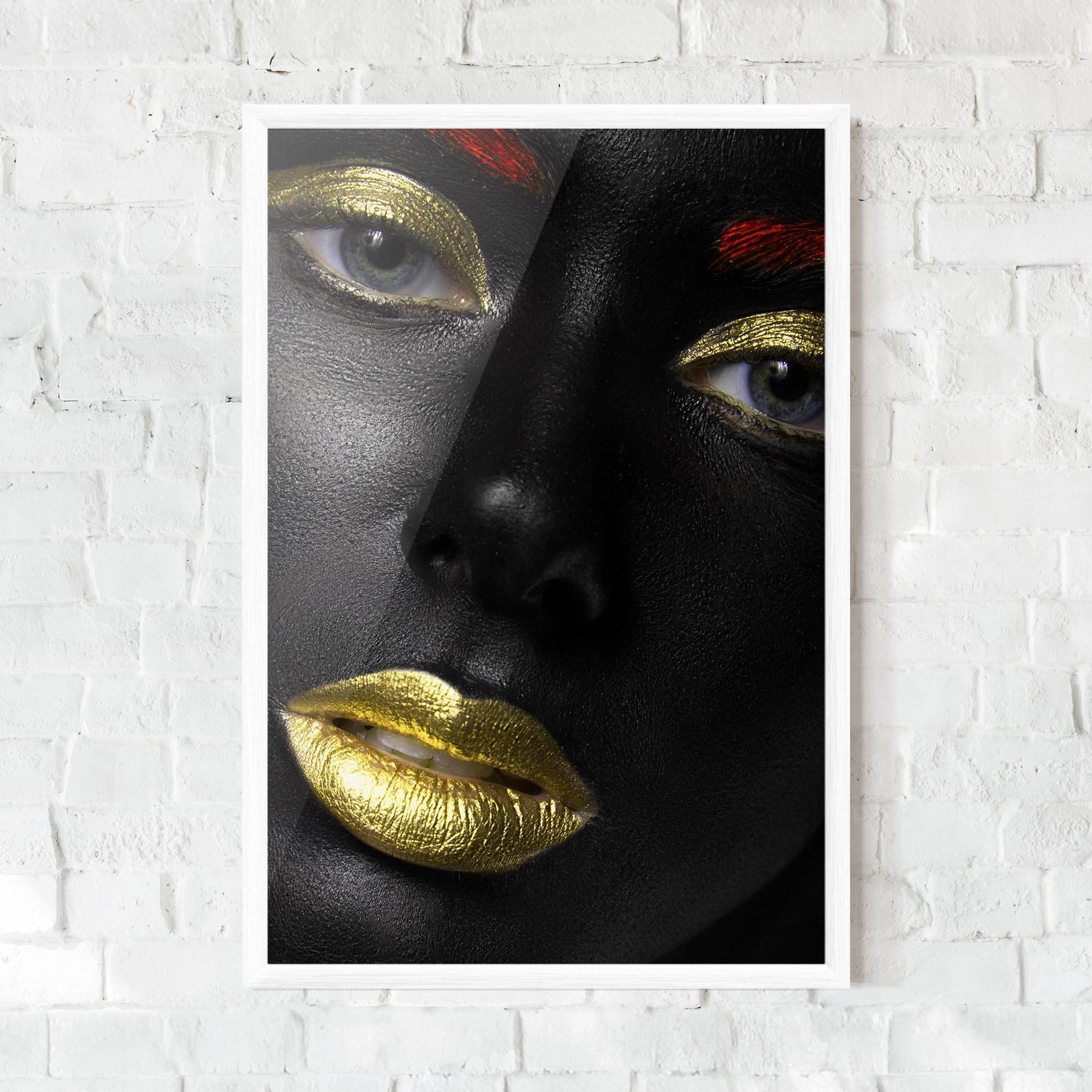 Plakat w Ramie Gold Red Lips mockup 0