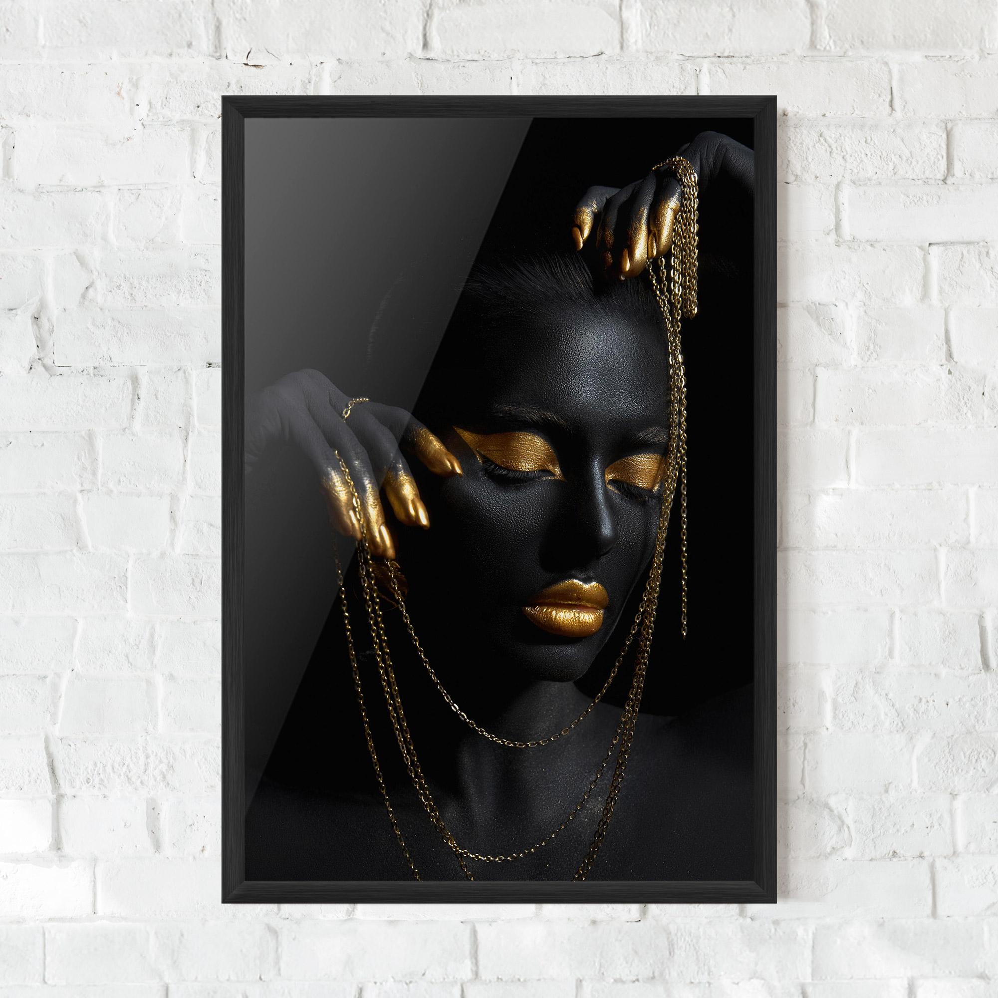 Plakat w Ramie Gold Black Skin mockup 0