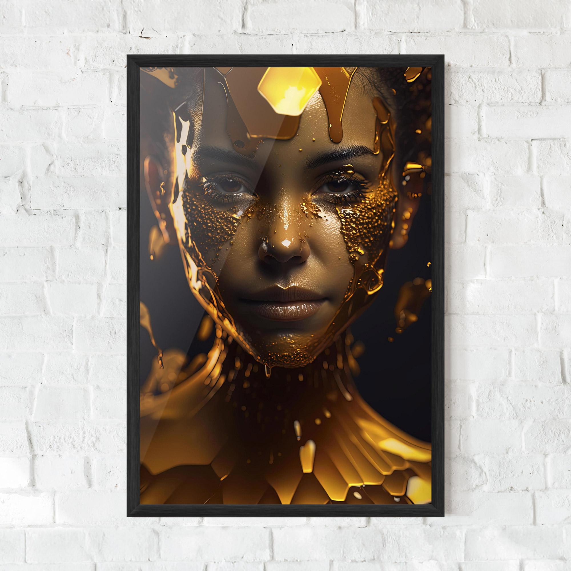 Plakat w Ramie Gold Honeycomb Girl mockup 0
