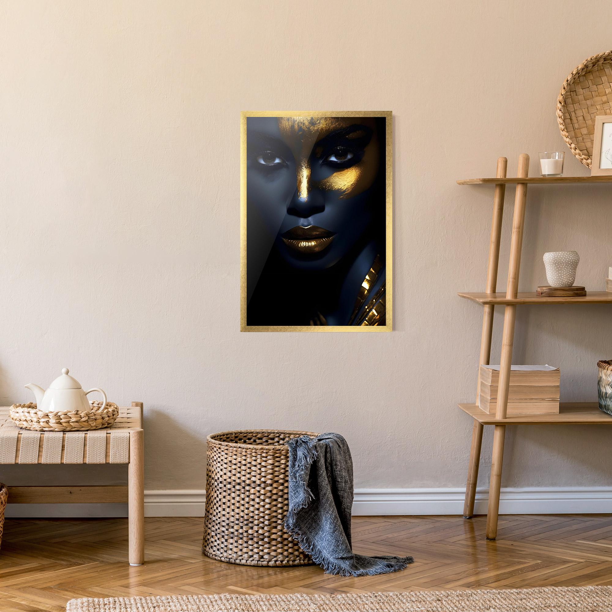 Plakat w Ramie Gold Blue Face mockup 9