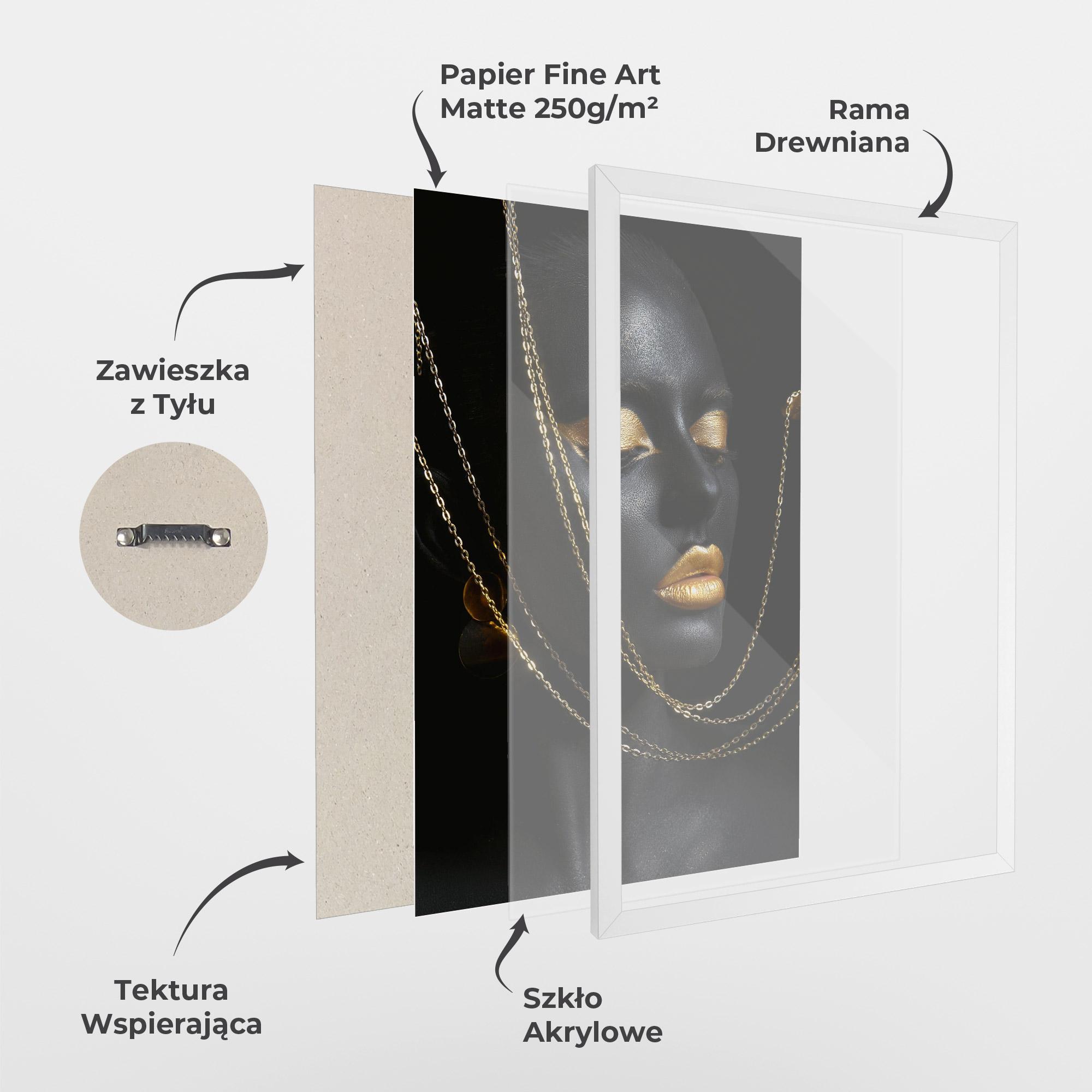 Plakat w Ramie Chain Gold Lips mockup 1