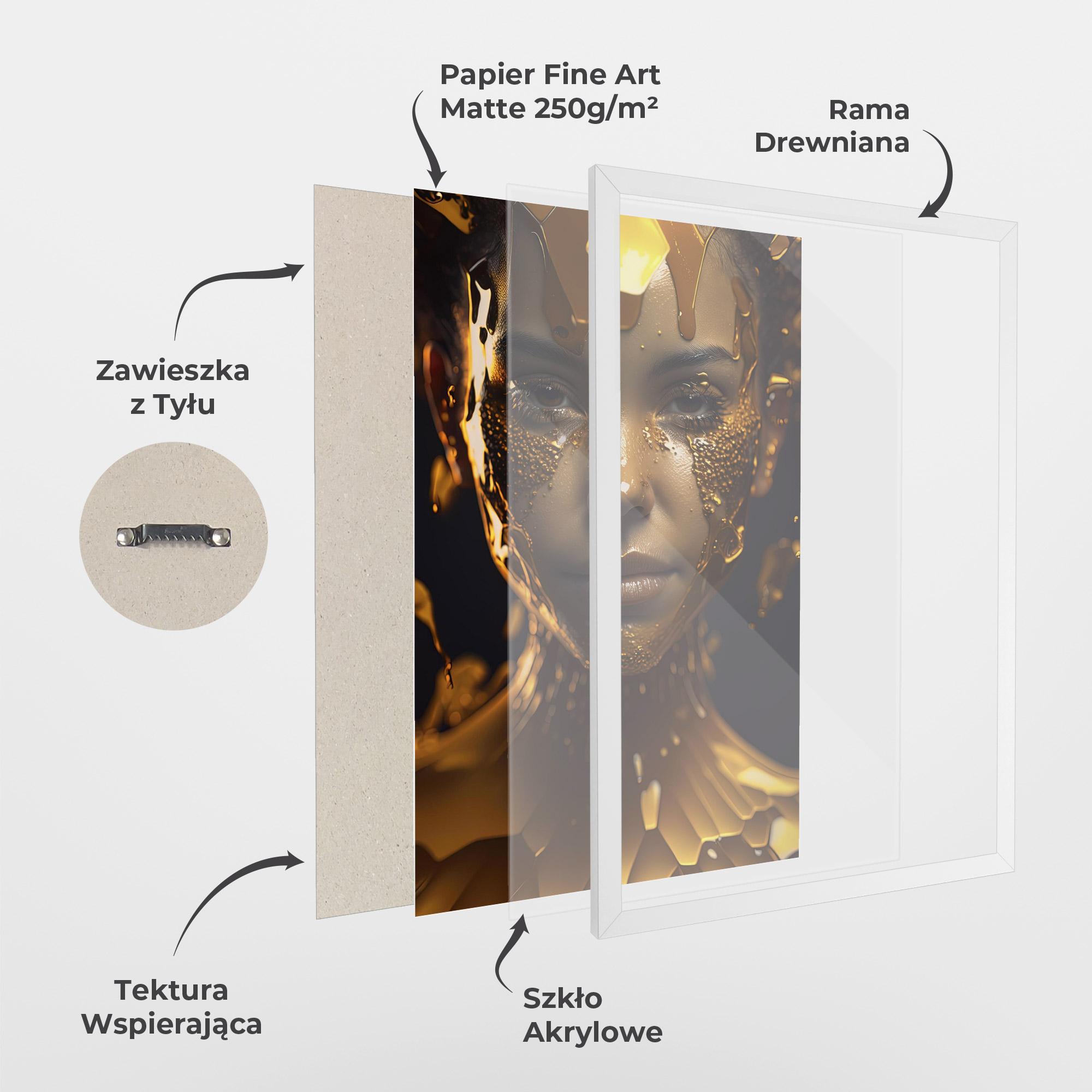 Plakat w Ramie Gold Honeycomb Girl mockup 1