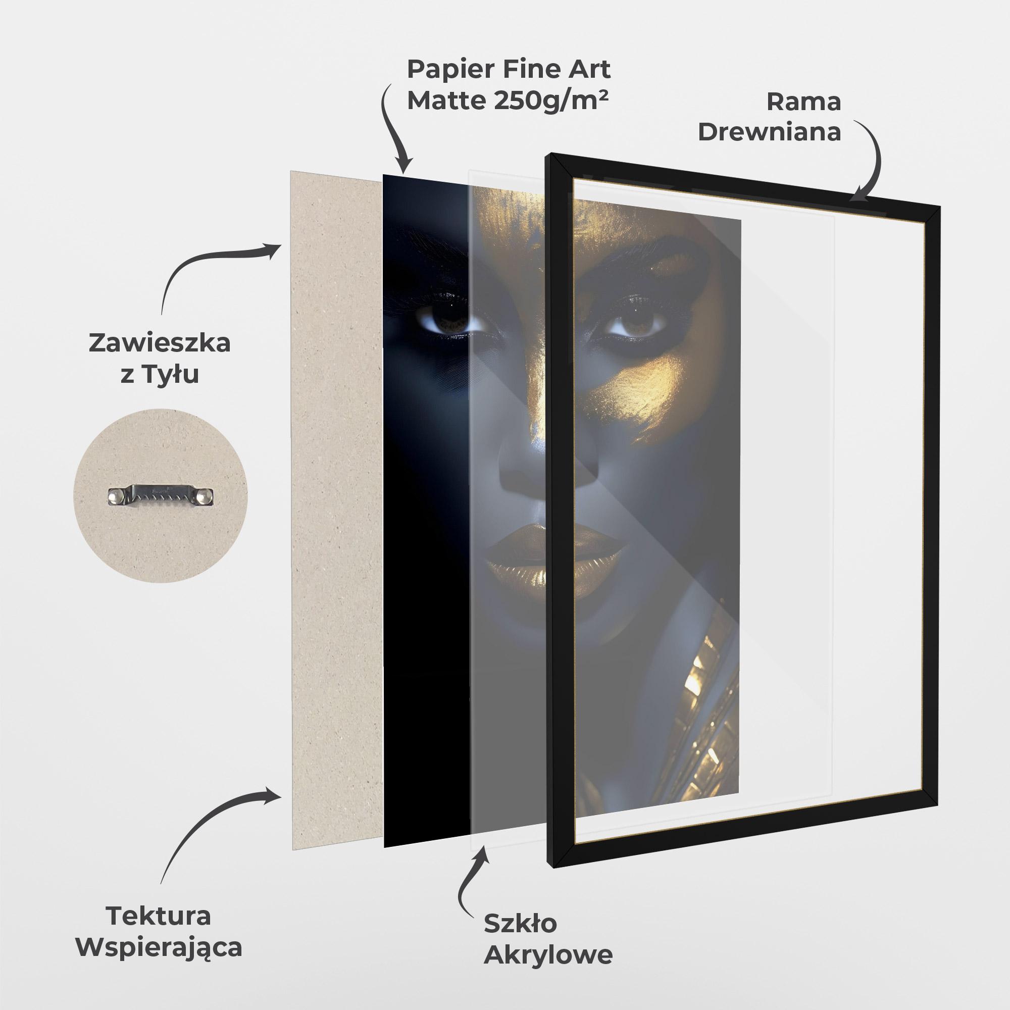 Plakat w Ramie Gold Blue Face mockup 1