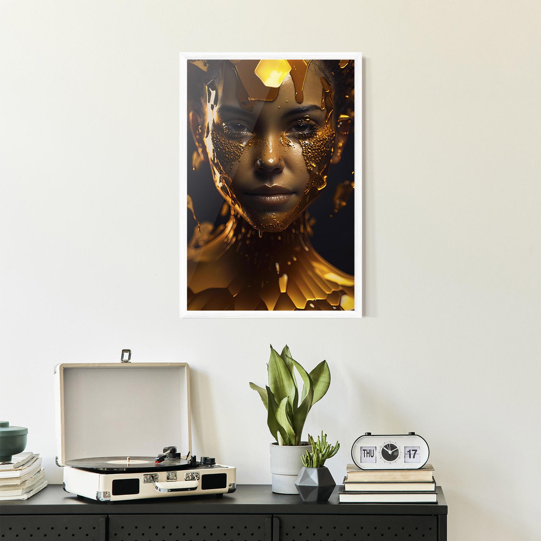 Plakat w Ramie Gold Honeycomb Girl mockup 2
