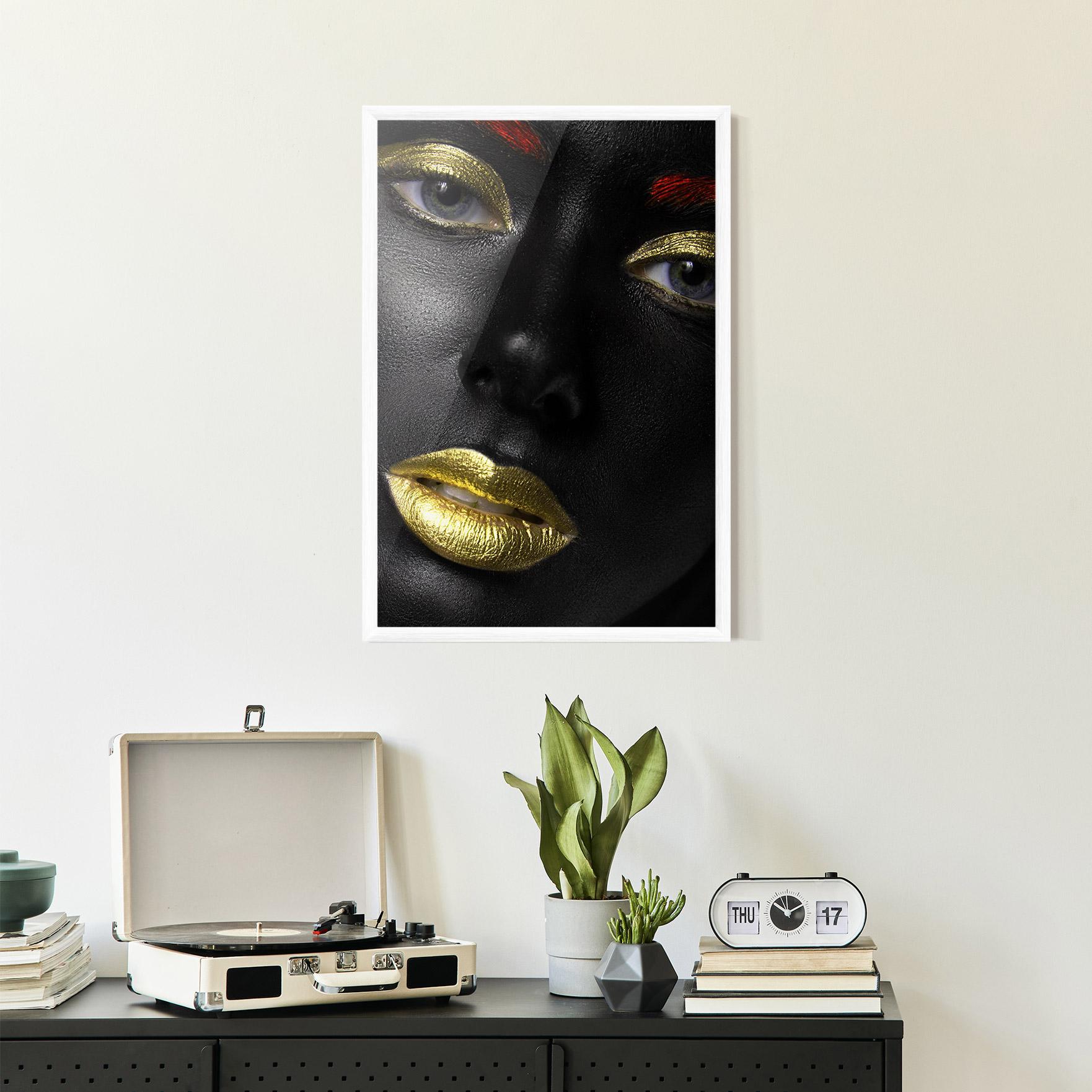 Plakat w Ramie Gold Red Lips mockup 2