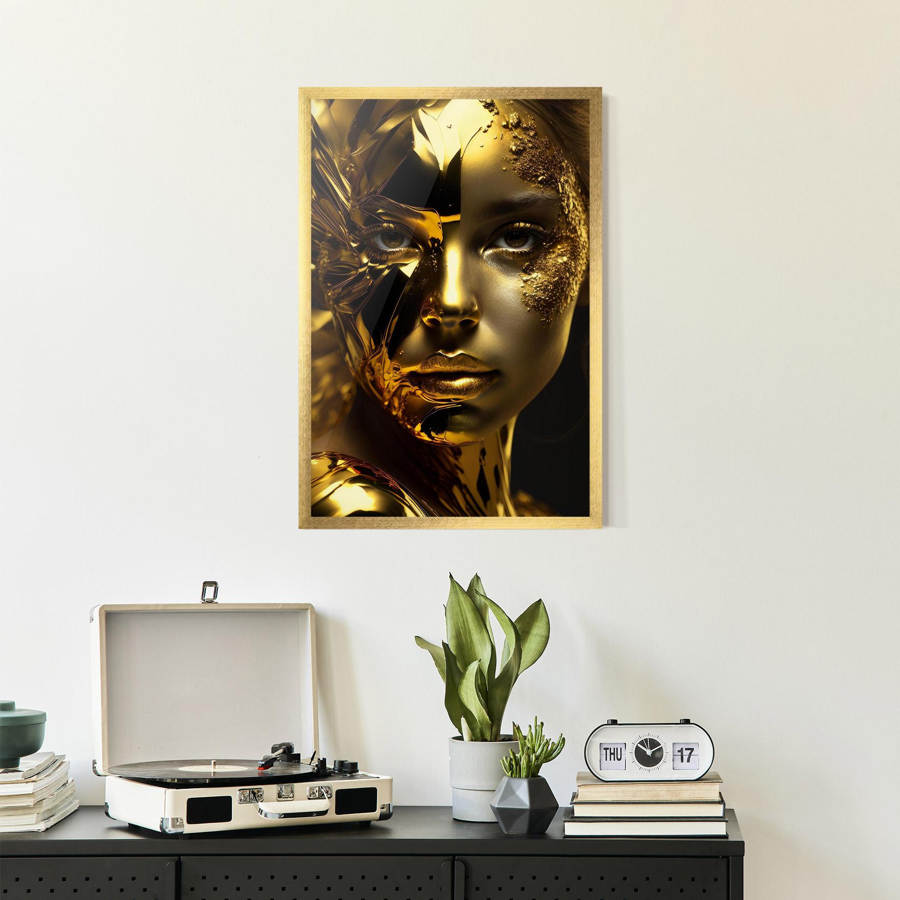 Plakat w Ramie Covered By Gold mockup 2