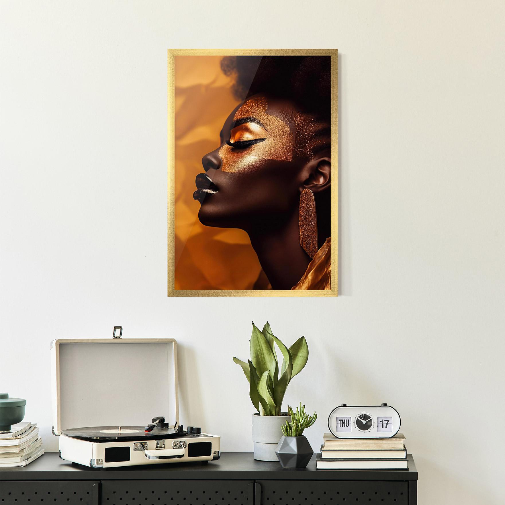 Plakat w Ramie Fashion Gold Portrait mockup 2