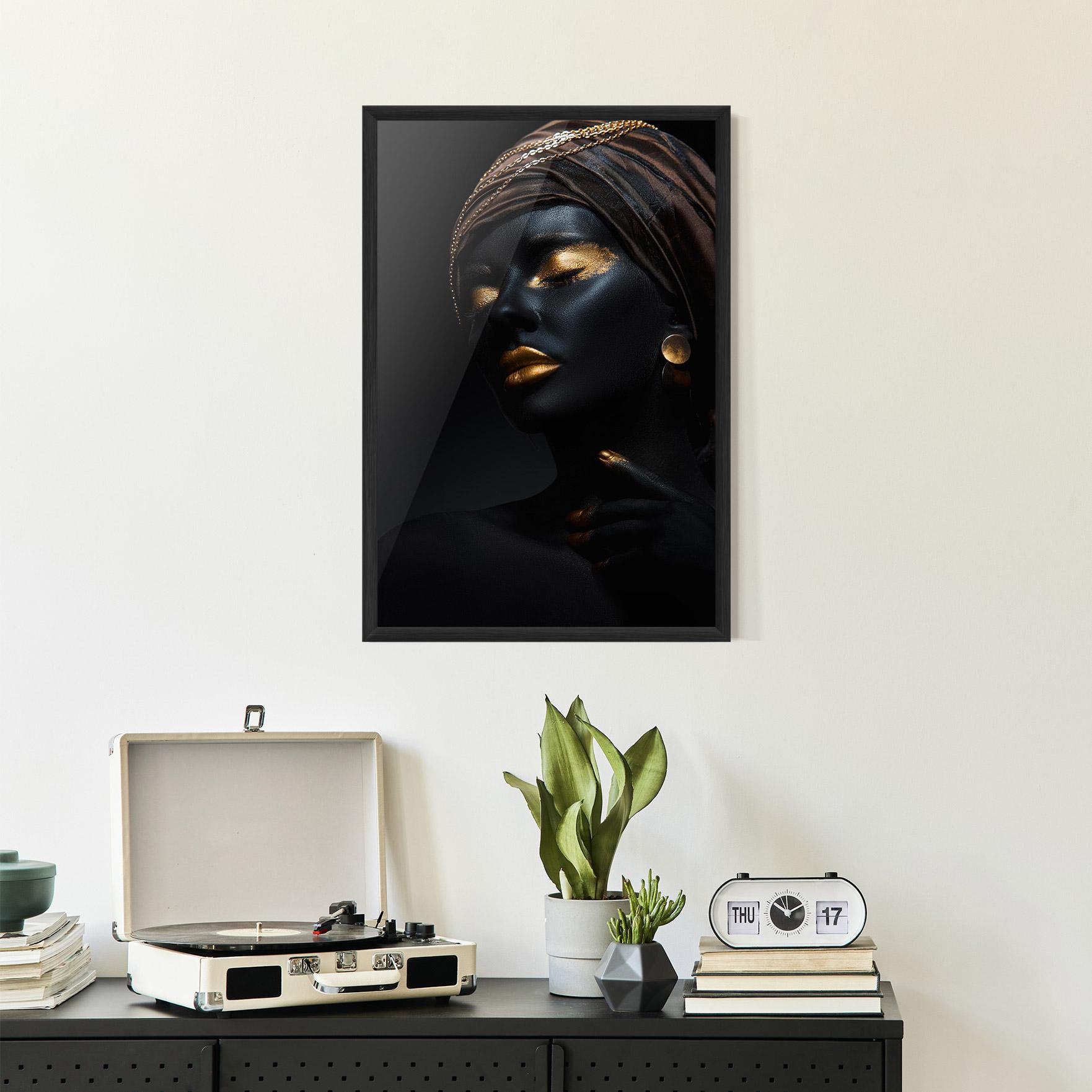 Plakat w Ramie Black Gold Skin mockup 2