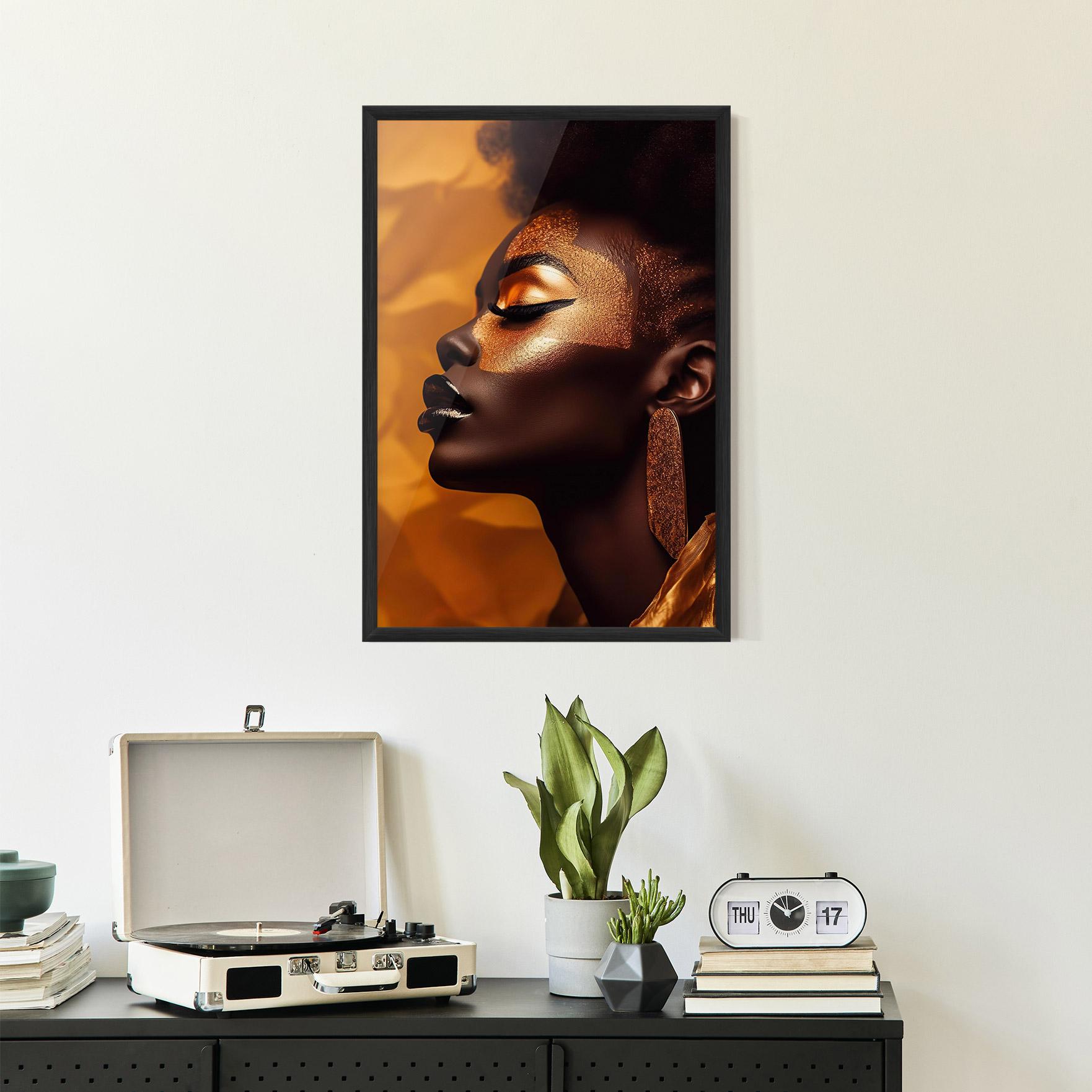 Plakat w Ramie Fashion Gold Portrait mockup 2