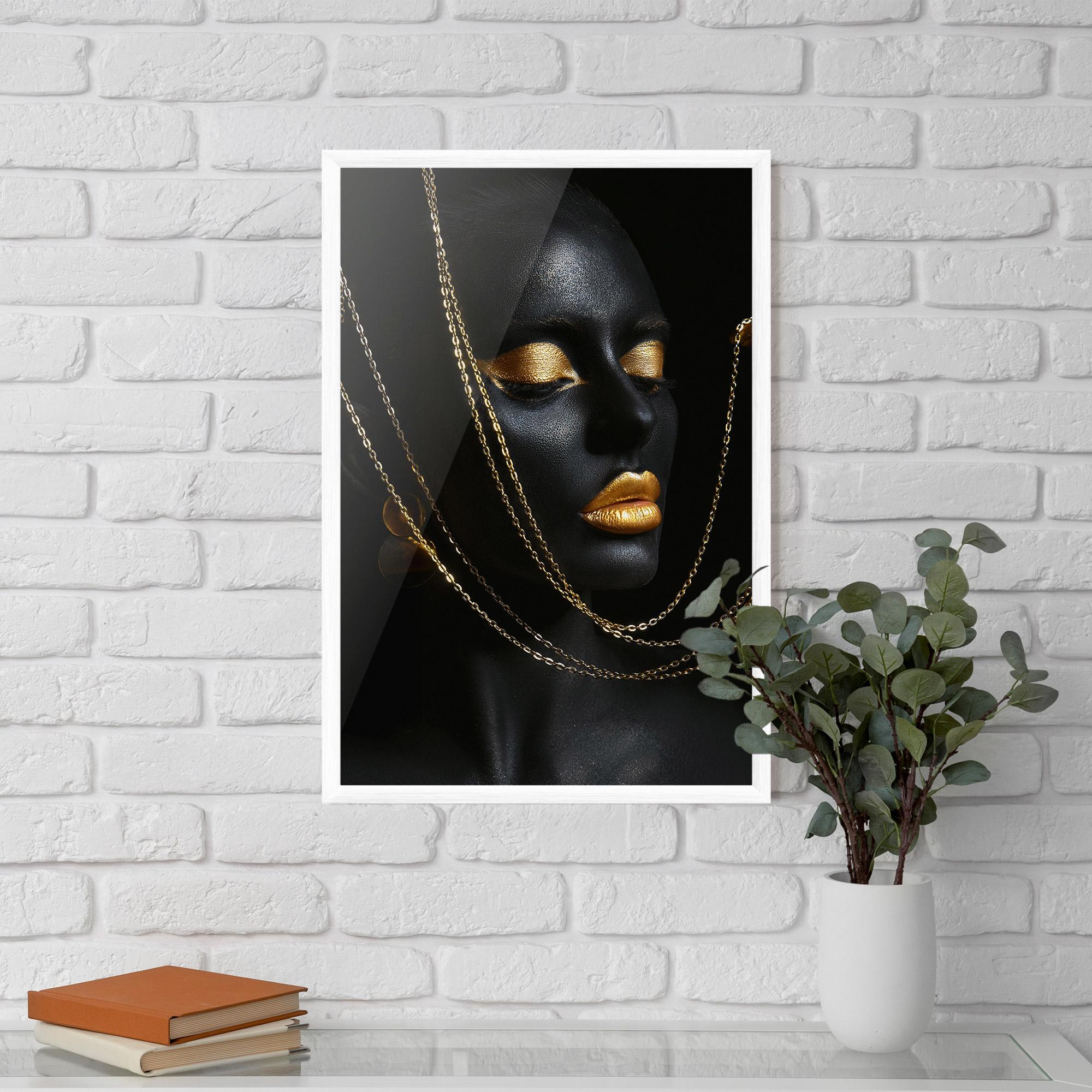 Plakat w Ramie Chain Gold Lips mockup 5