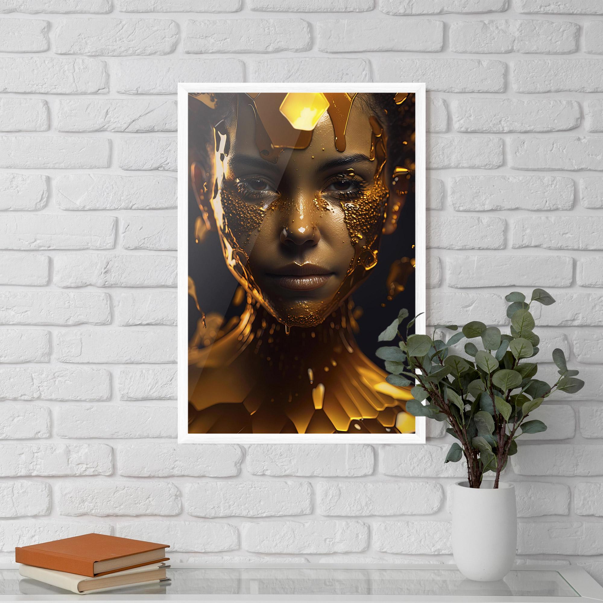 Plakat w Ramie Gold Honeycomb Girl mockup 5