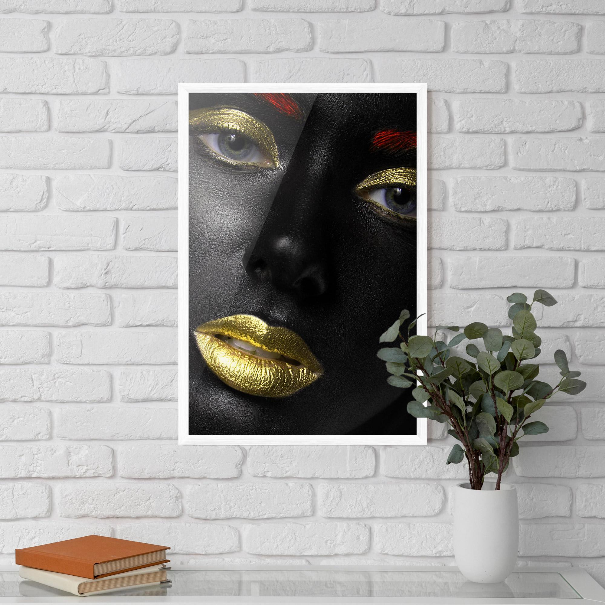 Plakat w Ramie Gold Red Lips mockup 5