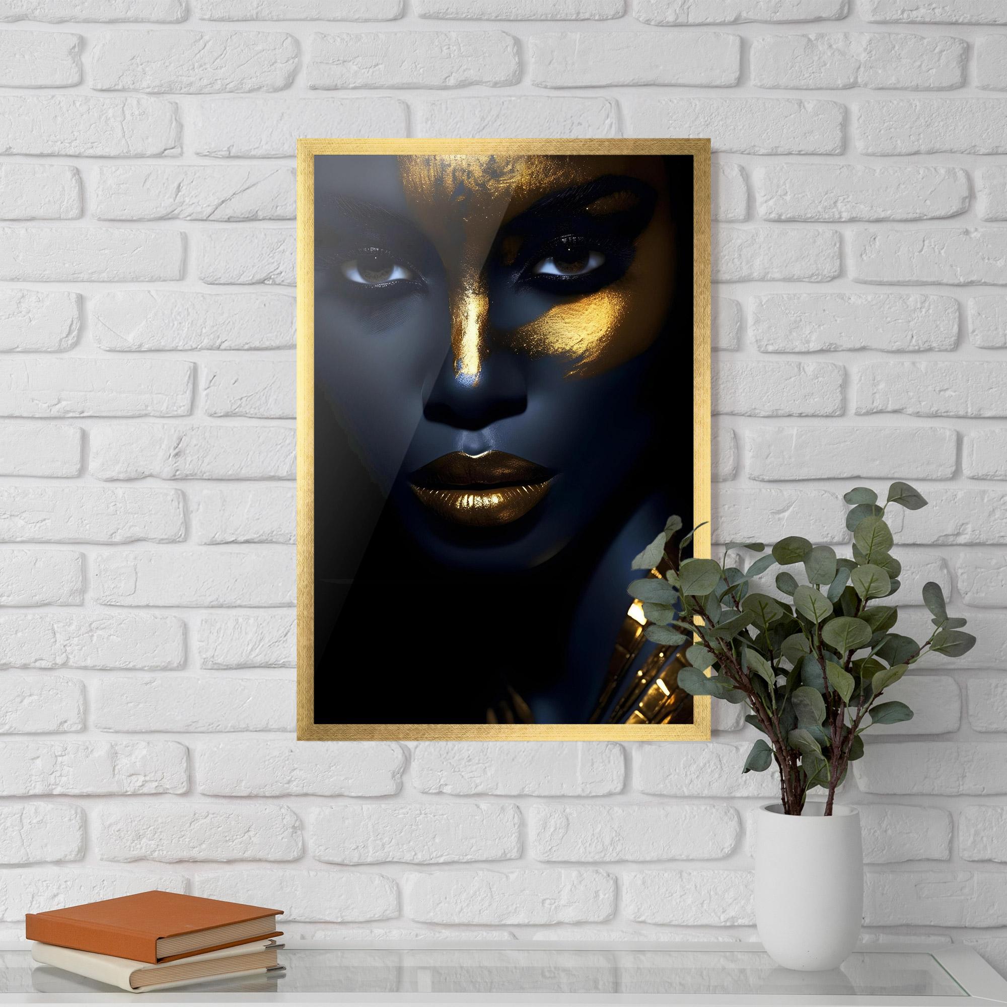 Plakat w Ramie Gold Blue Face mockup 5