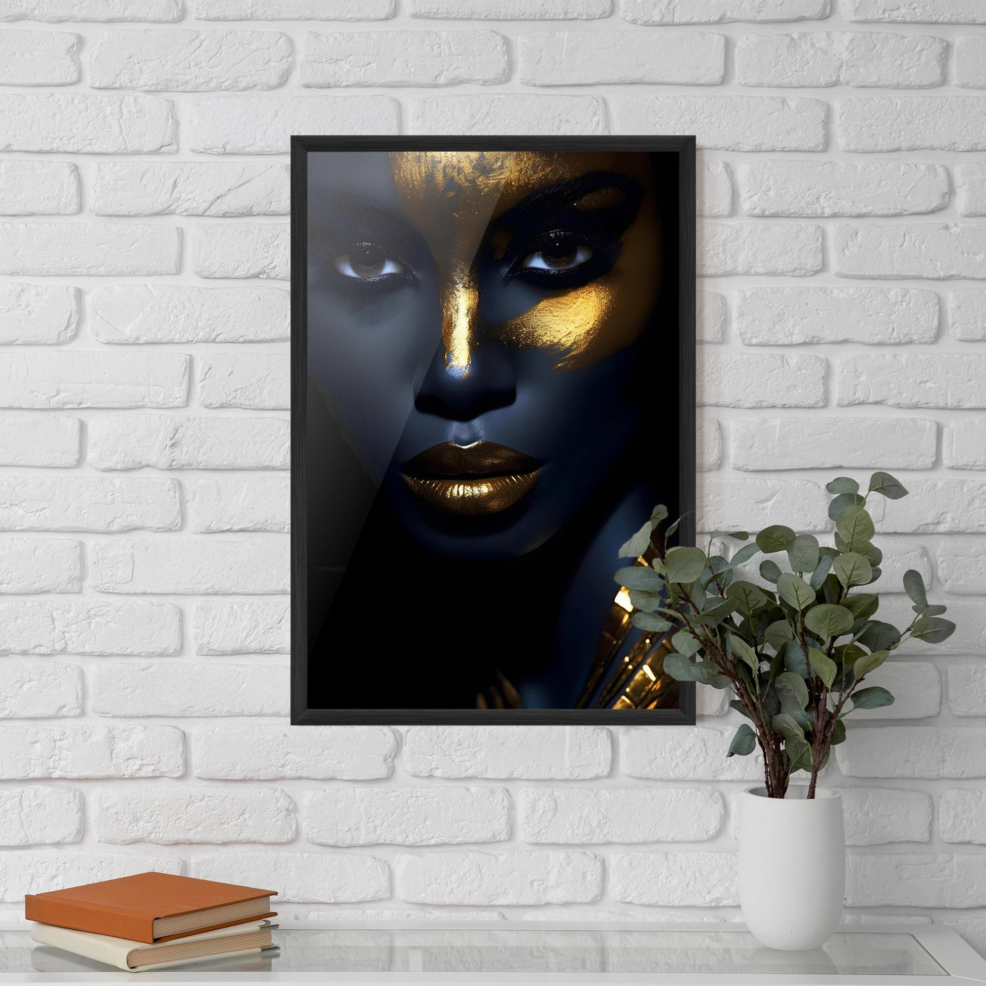 Plakat w Ramie Gold Blue Face mockup 5
