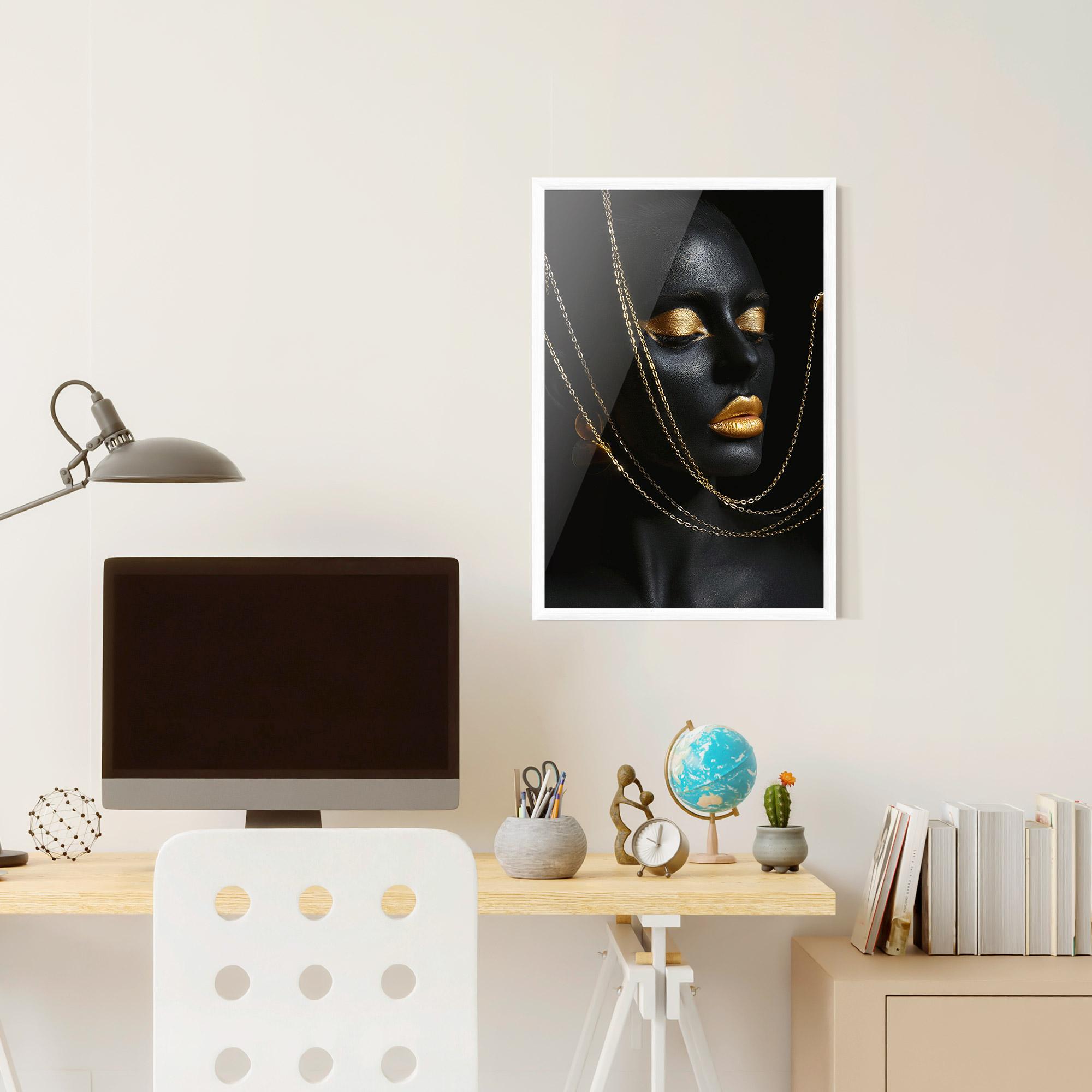 Plakat w Ramie Chain Gold Lips mockup 6