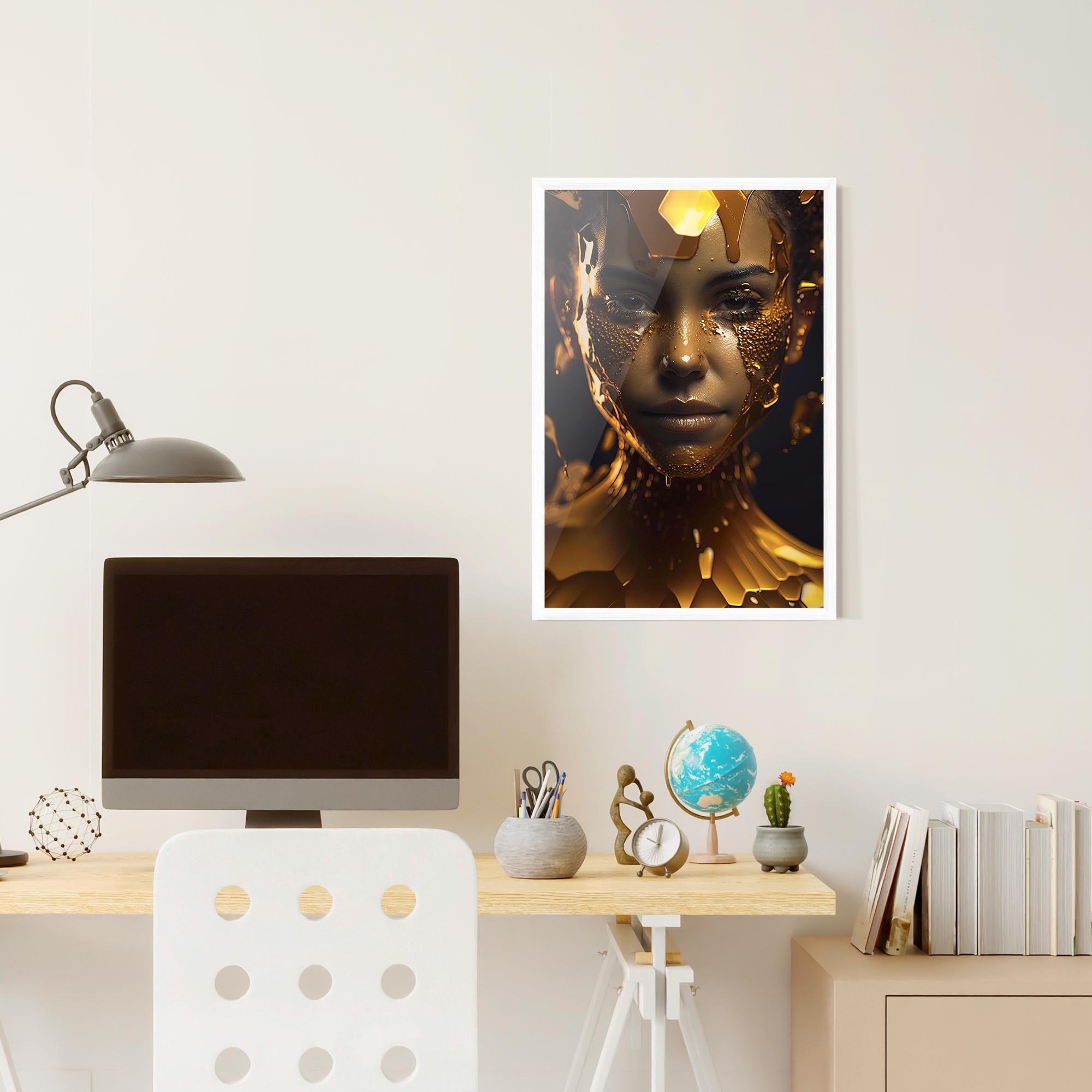 Plakat w Ramie Gold Honeycomb Girl mockup 6