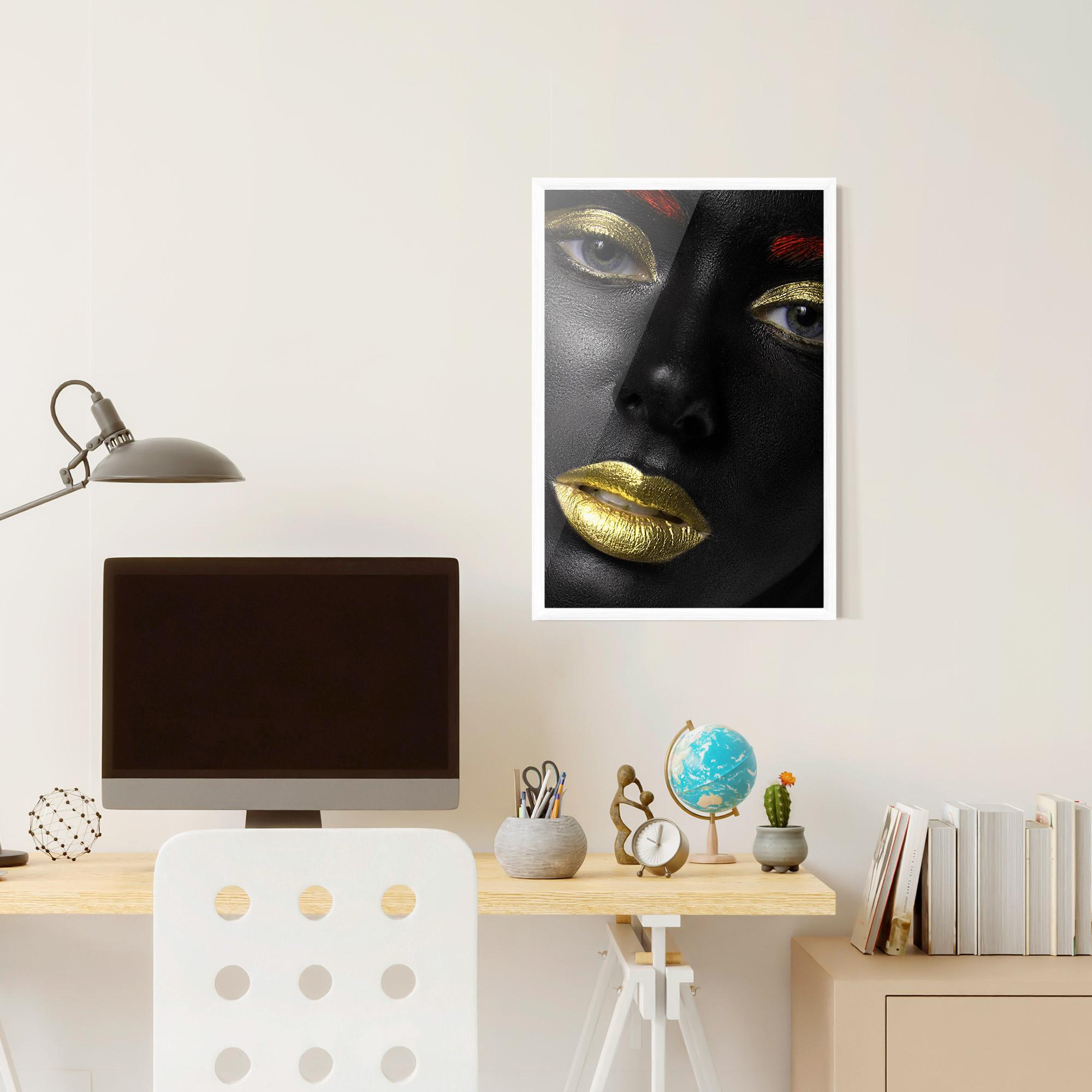 Plakat w Ramie Gold Red Lips mockup 6