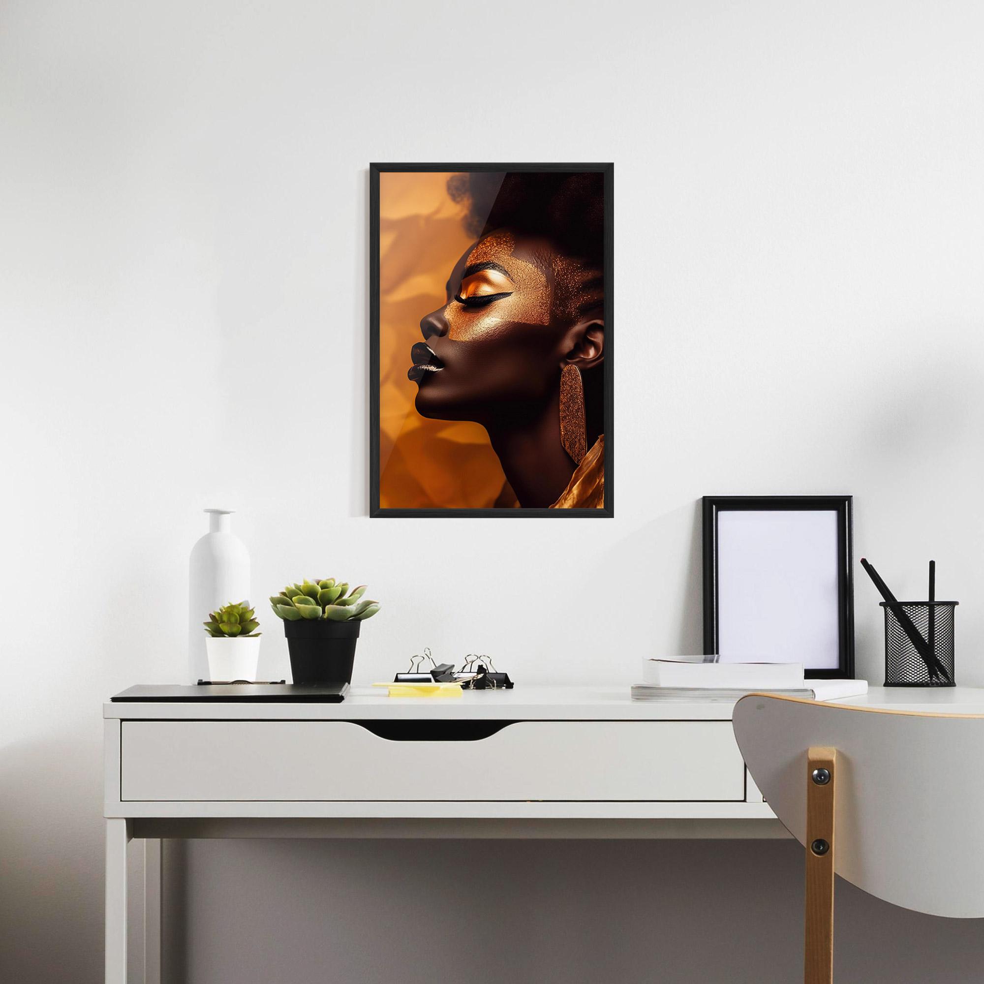 Plakat w Ramie Fashion Gold Portrait mockup 7