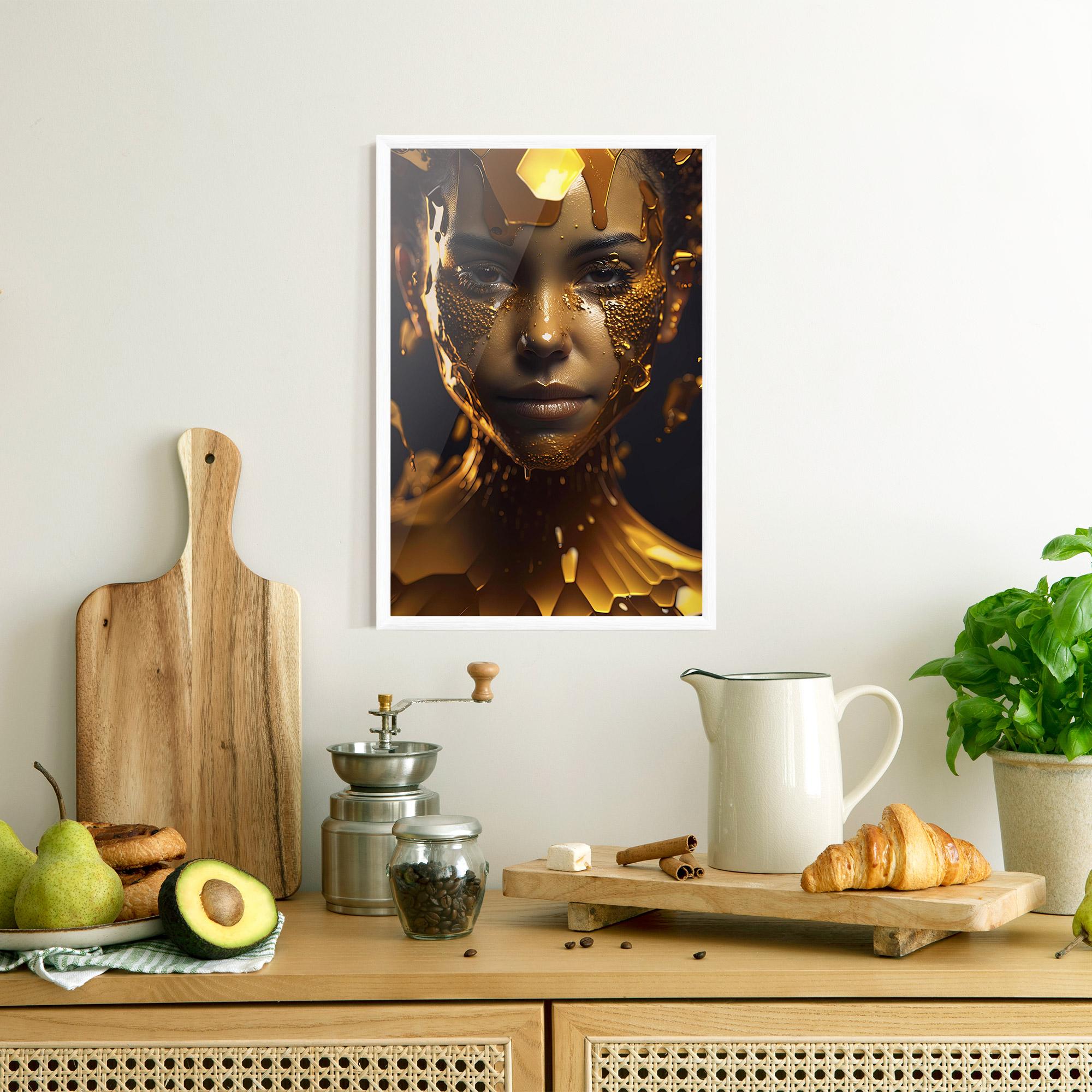 Plakat w Ramie Gold Honeycomb Girl mockup 8